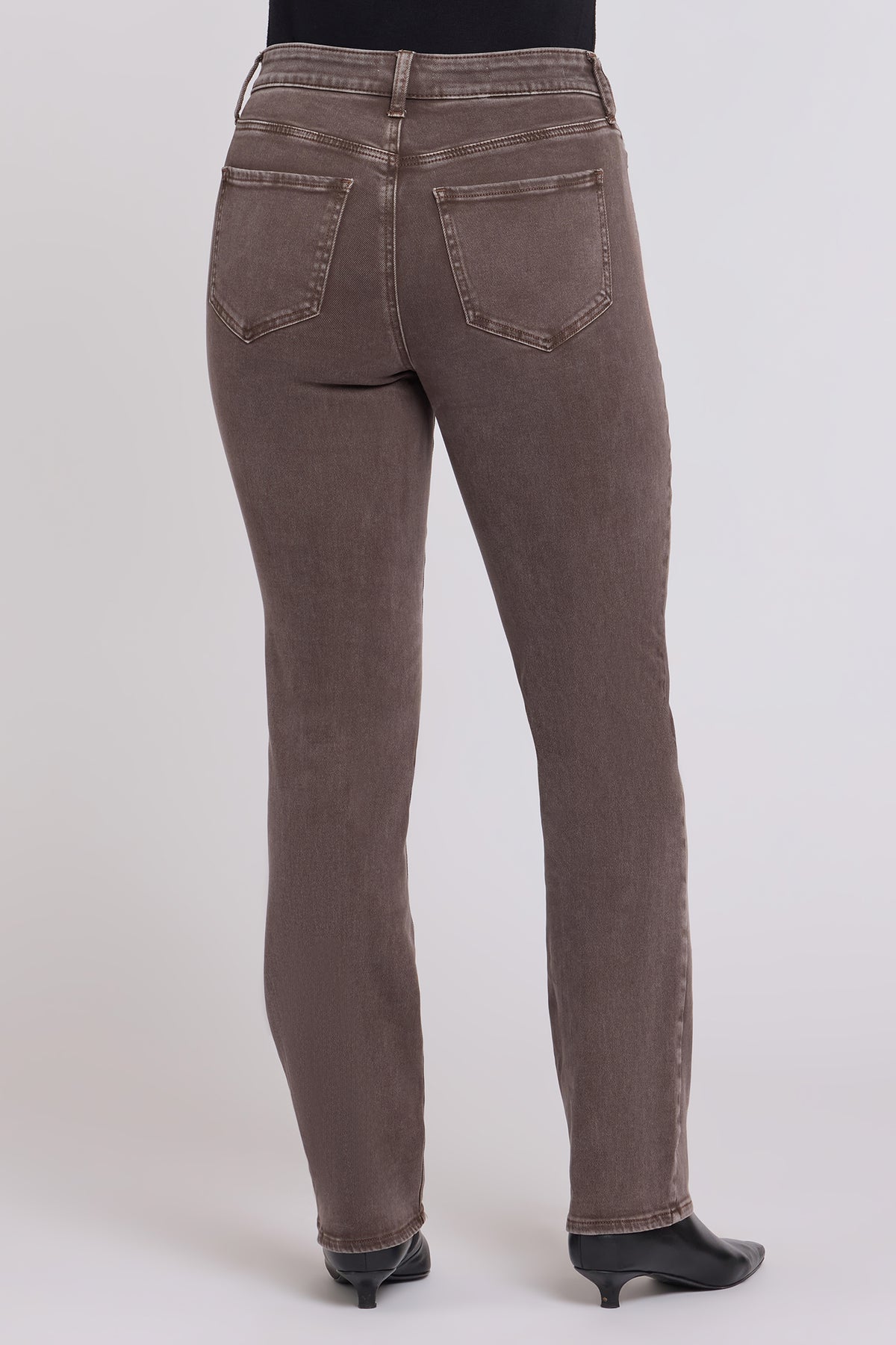 NYDJ Marilyn Straight Jeans In Petite With High Rise And 29" Inseam - Retro Espresso