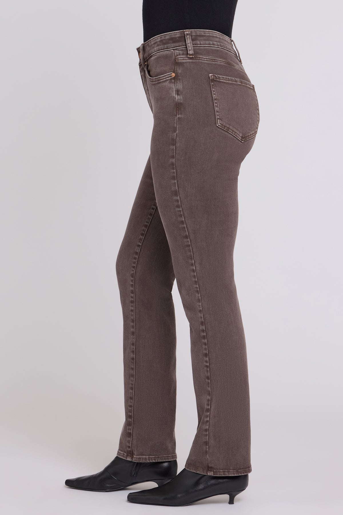 NYDJ Marilyn Straight Jeans In Petite With High Rise And 29" Inseam - Retro Espresso