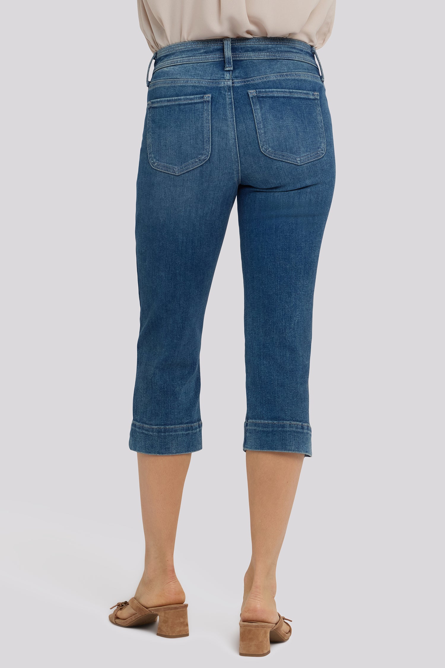 NYDJ Marilyn Straight Crop Jeans In Petite In Re-New™ Denim With Triple Stitching And Side Slits - Breezy Palms