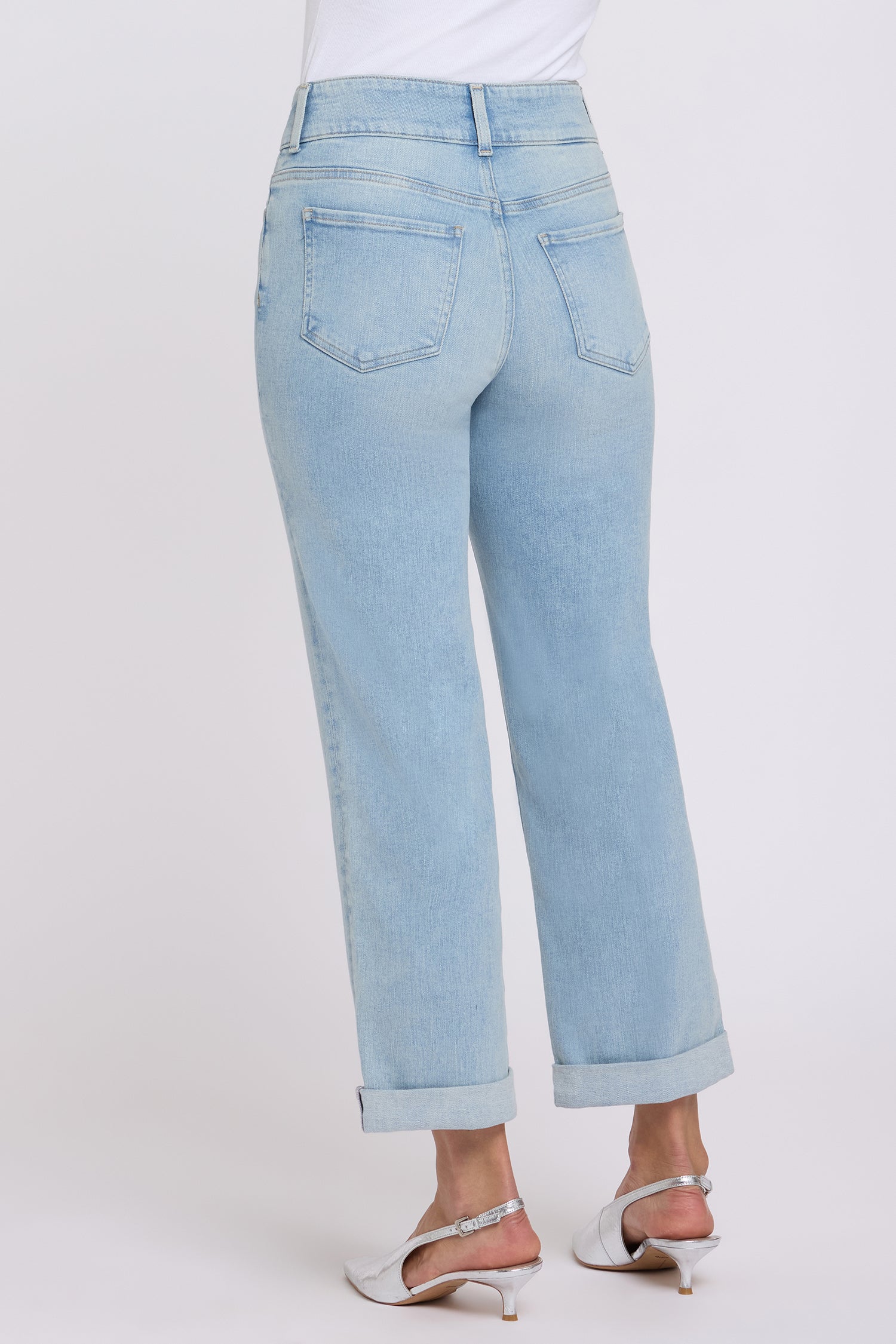 NYDJ Bailey Relaxed Straight Crop Jeans In Petite In Re-New™ Denim With High Rise And Roll Cuffs - Keys View
