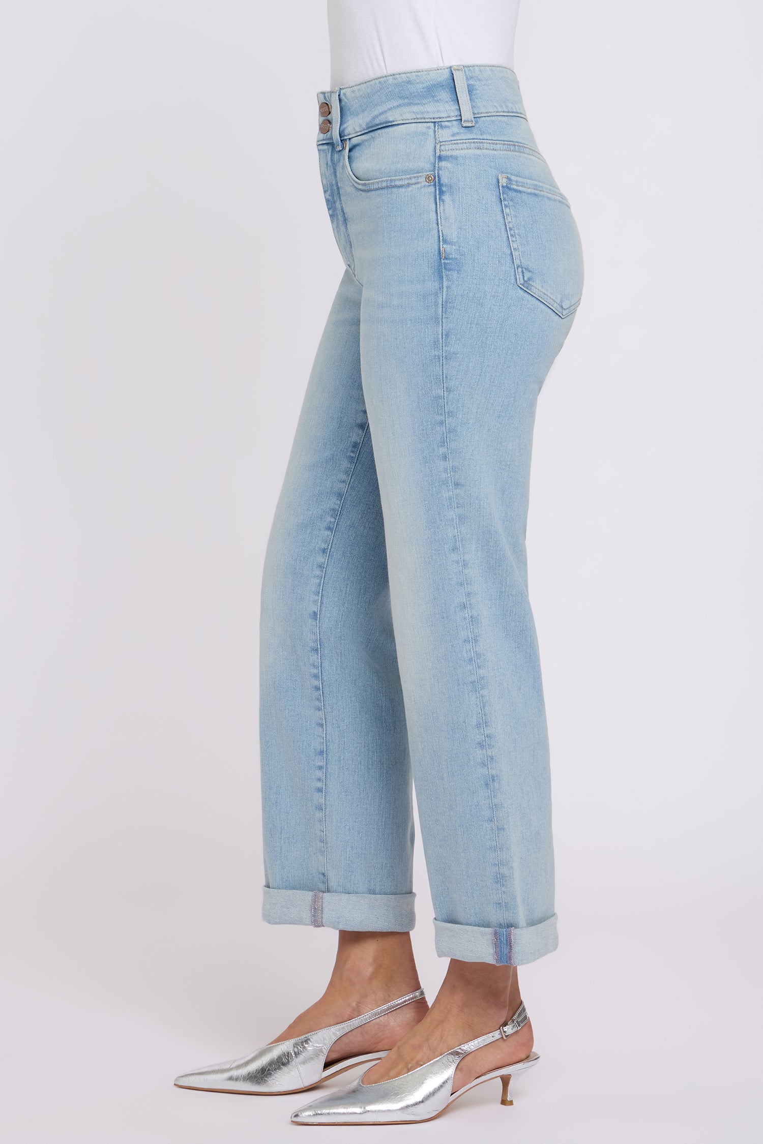 NYDJ Bailey Relaxed Straight Crop Jeans In Petite In Re-New™ Denim With High Rise And Roll Cuffs - Keys View