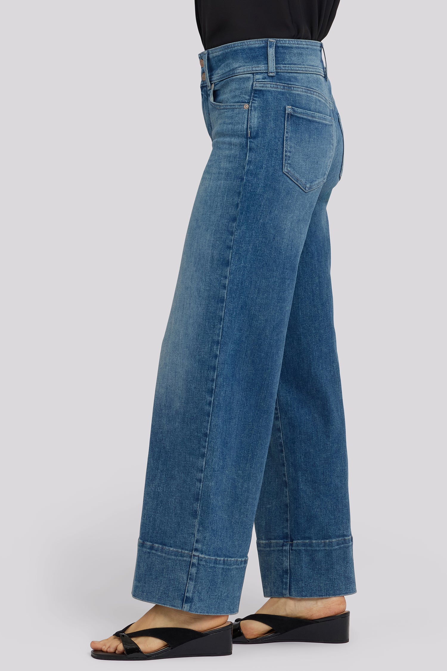 NYDJ Teresa Wide Leg Jeans In Petite In Re-New™ Denim With Double-Button Waistband And 4