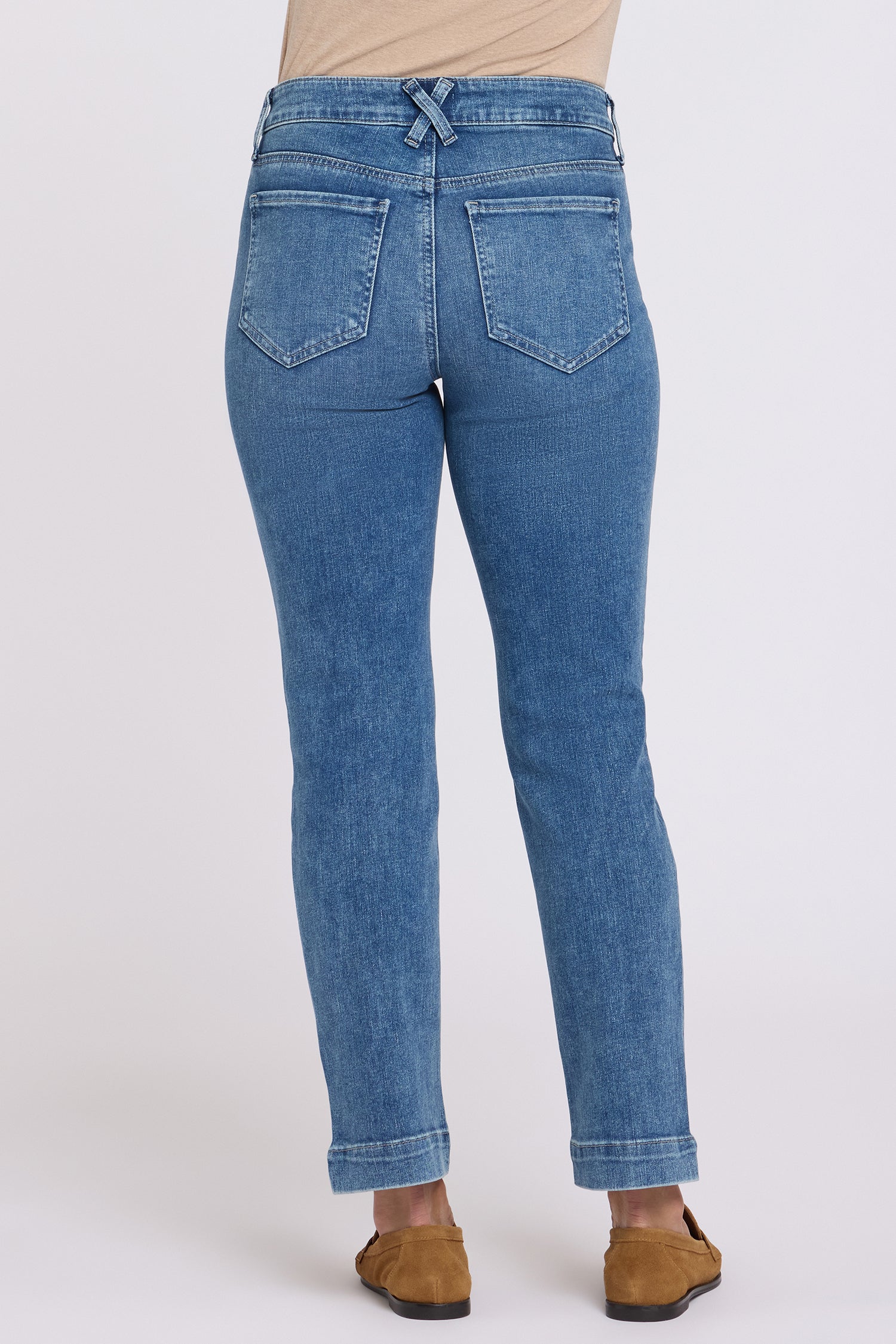 NYDJ Sheri Slim Straight Ankle Jeans In Petite In Re-New™ Denim With Criss-Cross Belt Loop And Side Slits - Breezy Palms
