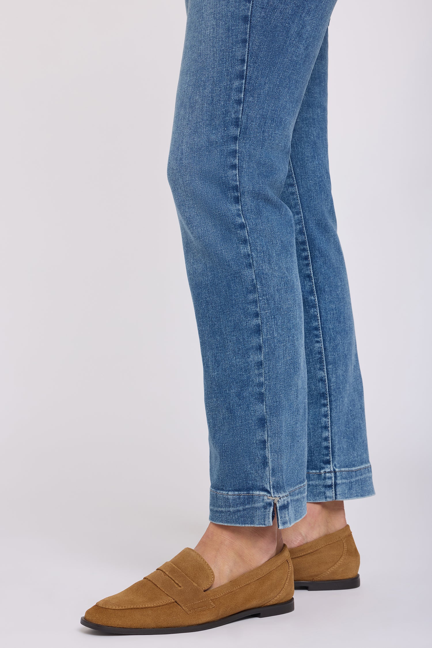 NYDJ Sheri Slim Straight Ankle Jeans In Petite In Re-New™ Denim With Criss-Cross Belt Loop And Side Slits - Breezy Palms