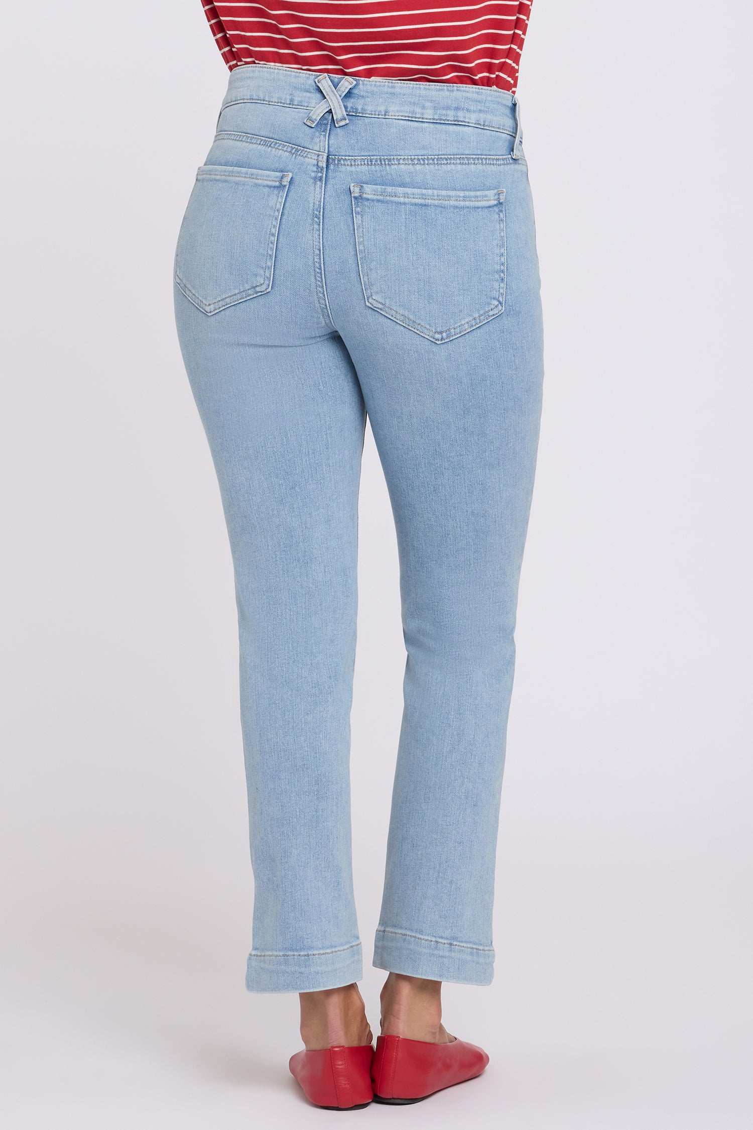 NYDJ Sheri Slim Straight Ankle Jeans In Petite In Re-New™ Denim With Criss-Cross Belt Loop And Side Slits - Keys View