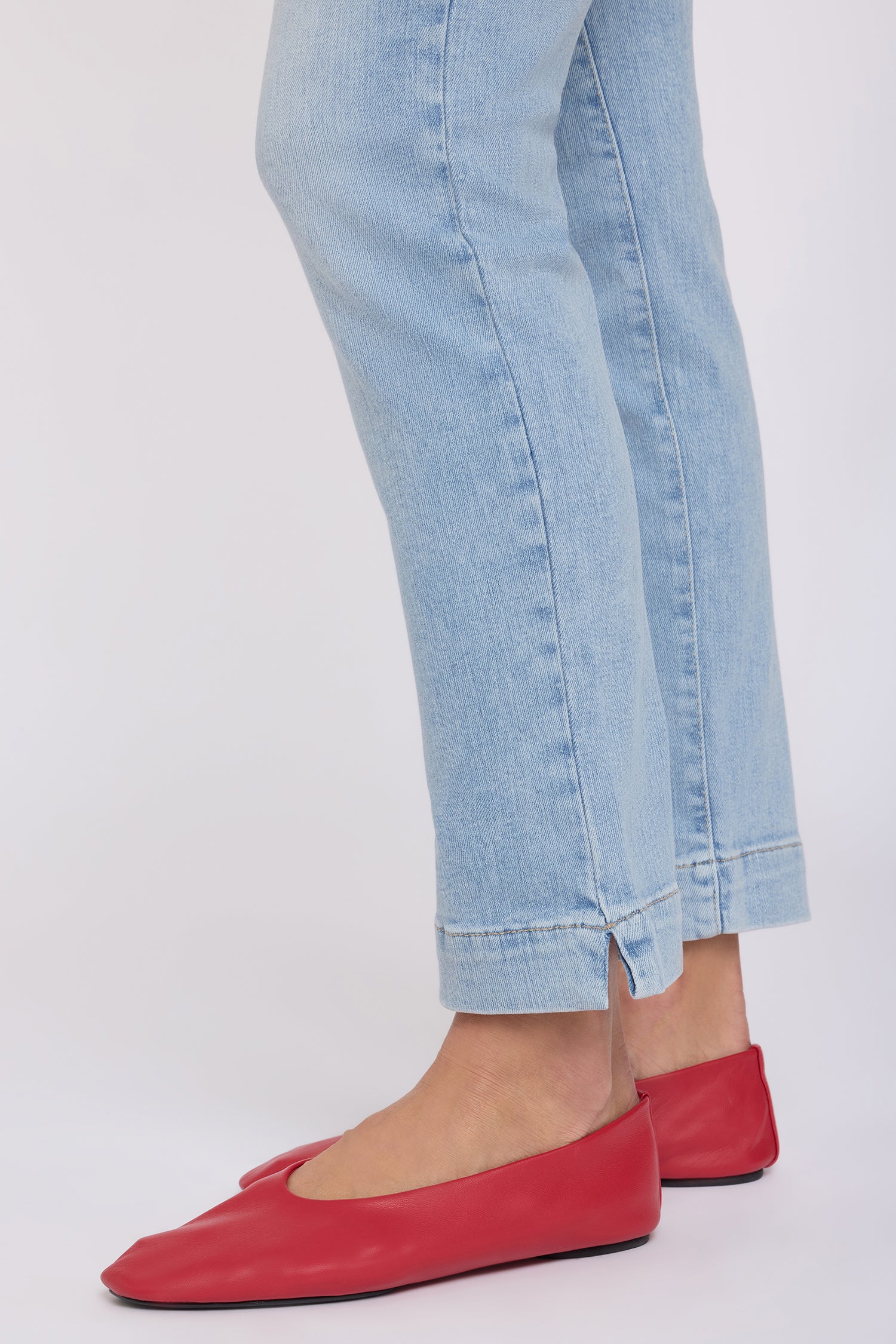 NYDJ Sheri Slim Straight Ankle Jeans In Petite In Re-New™ Denim With Criss-Cross Belt Loop And Side Slits - Keys View