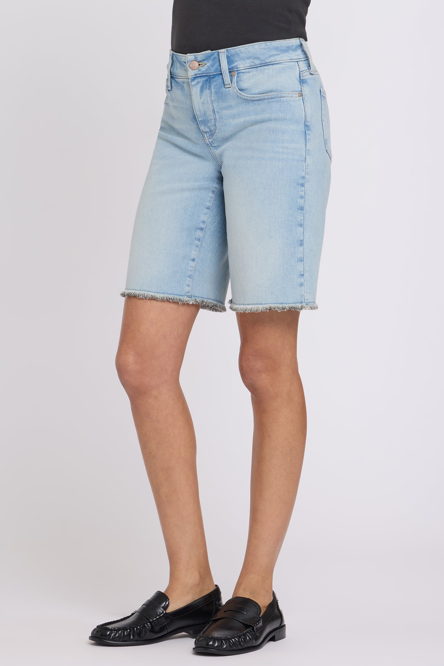 NYDJ Boyfriend Denim Shorts In Petite In Re-New™ Denim With Frayed Hems - Keys View