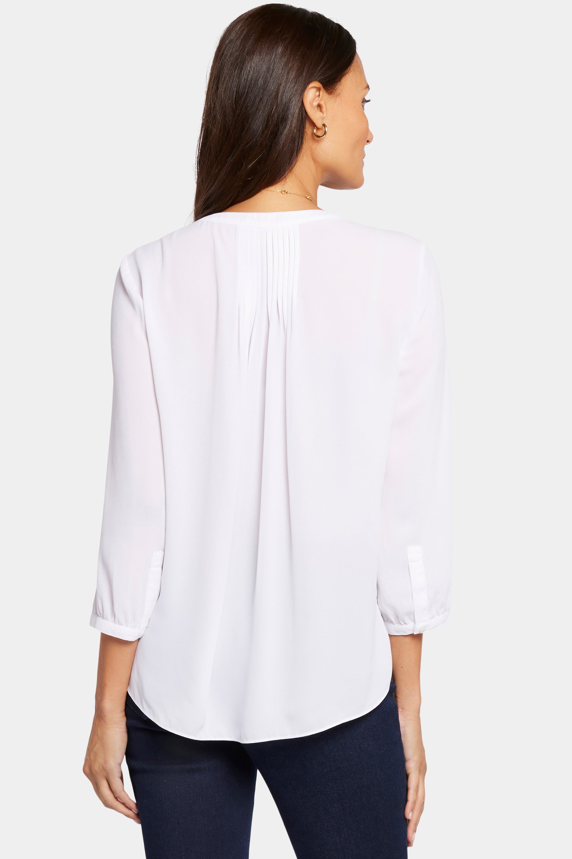 NYDJ Pintuck Blouse In Petite  - Optic White