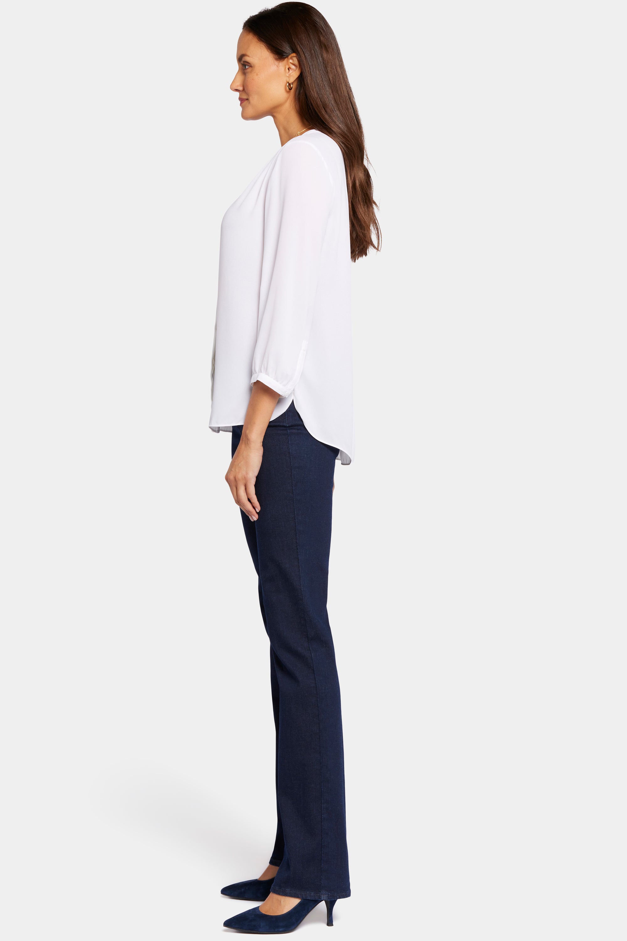 NYDJ Pintuck Blouse In Petite  - Optic White