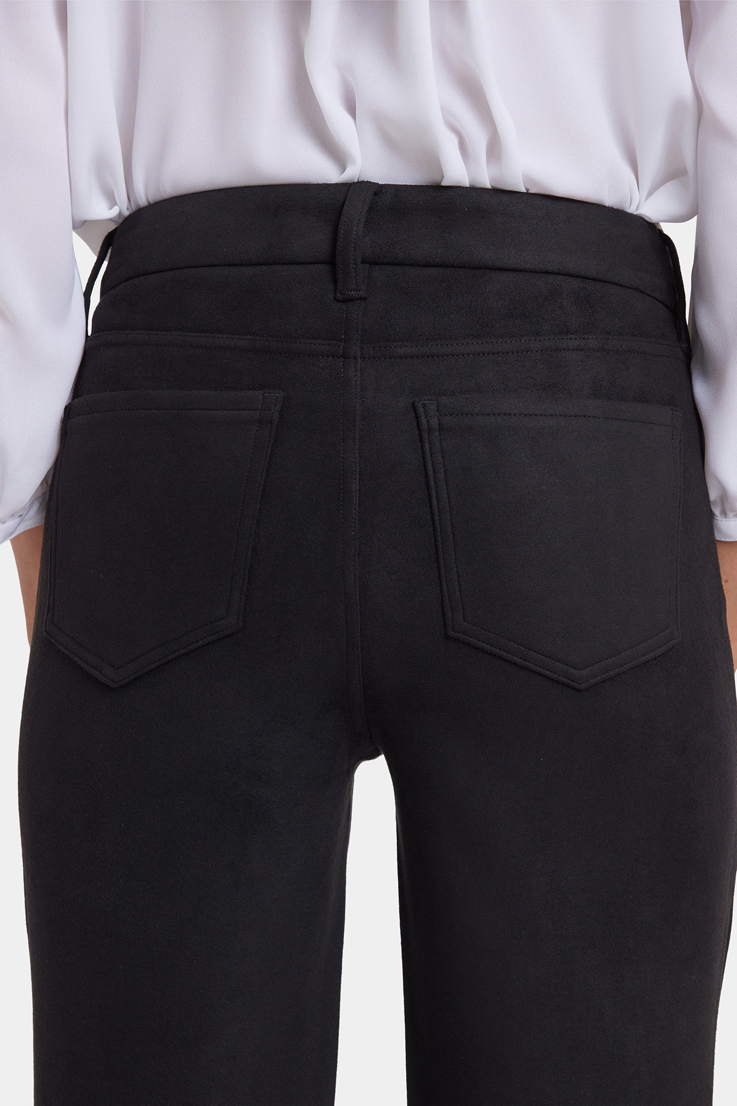 NYDJ Marilyn Straight Pants In Petite In Stretch Faux Suede - Black