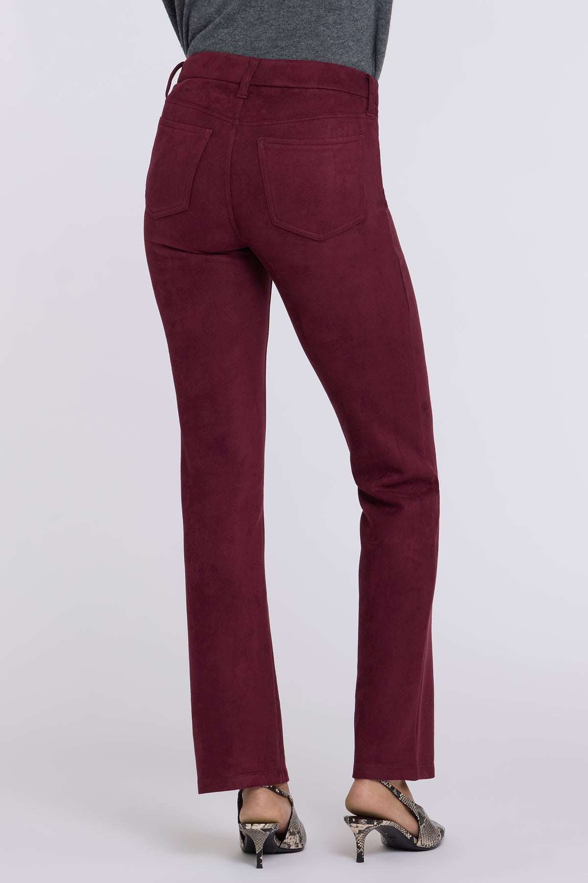 NYDJ Faux Suede Marilyn Straight Pants In Petite Sculpt-Her™ Collection - True Burgundy