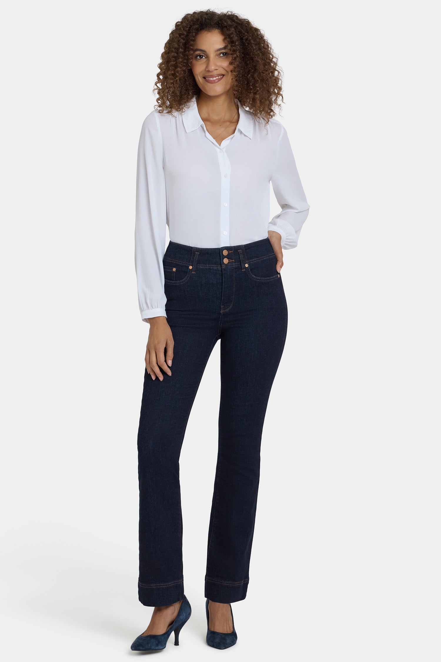 NYDJ Barbara Bootcut Jeans In Petite With High Rise And Double-Button Waistband - Magical