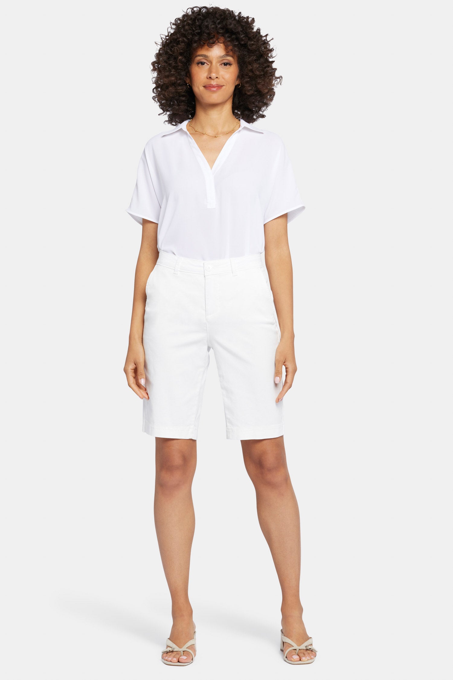 NYDJ Bermuda Shorts In Petite In Stretch Twill - Optic White
