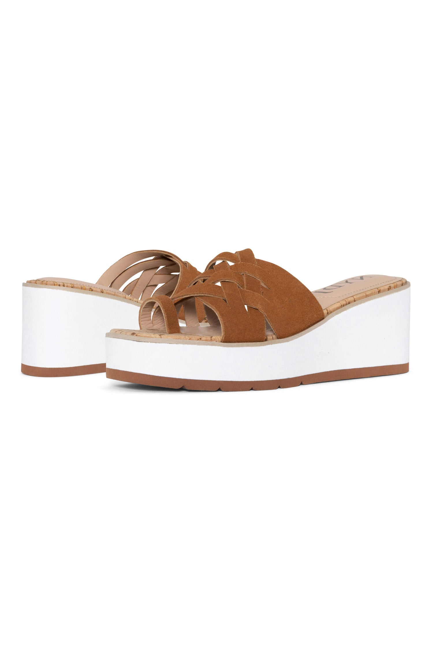 NYDJ Reesie Wedge Sandals In Suede - Cognac