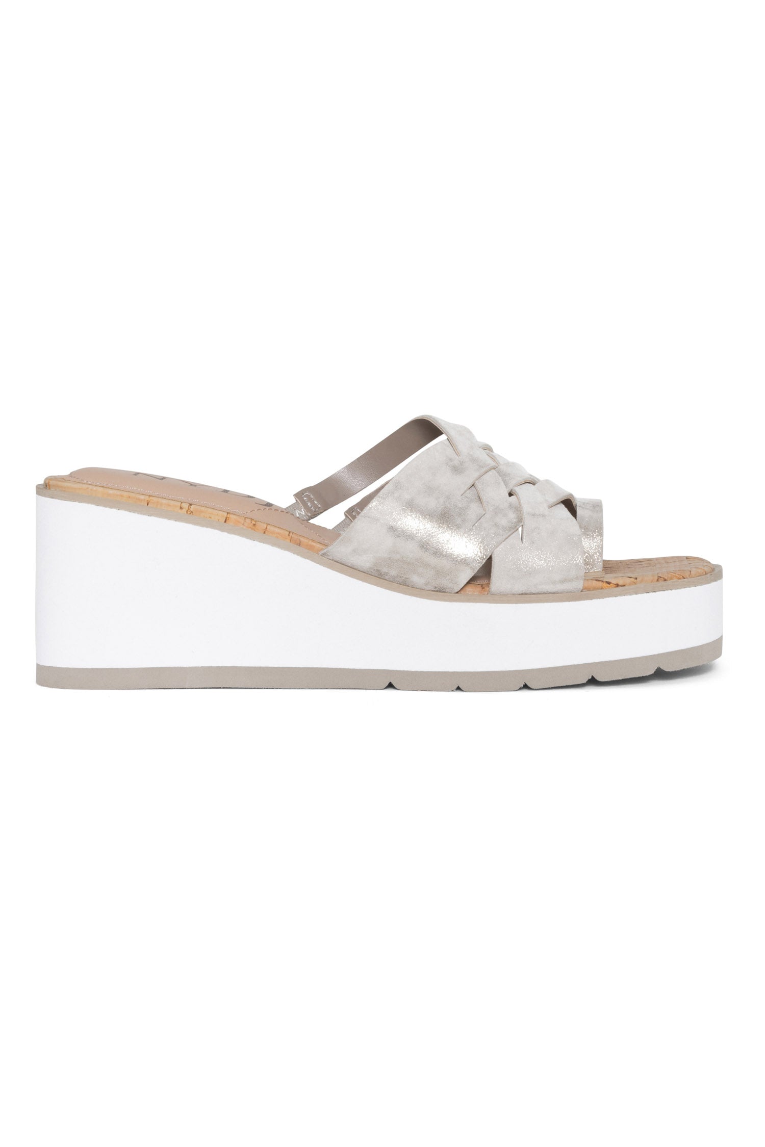 NYDJ Reesie Wedge Sandals In Metallic Suede - Pewter