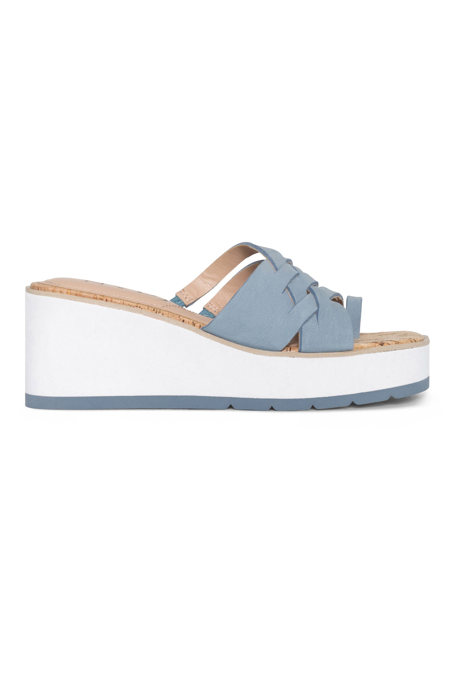 NYDJ Reesie Wedge Sandals In Tumbled Leather - Blue Sky
