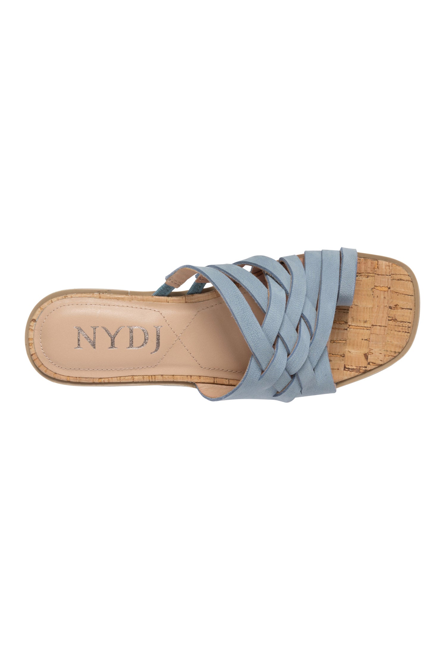 NYDJ Reesie Wedge Sandals In Tumbled Leather - Blue Sky