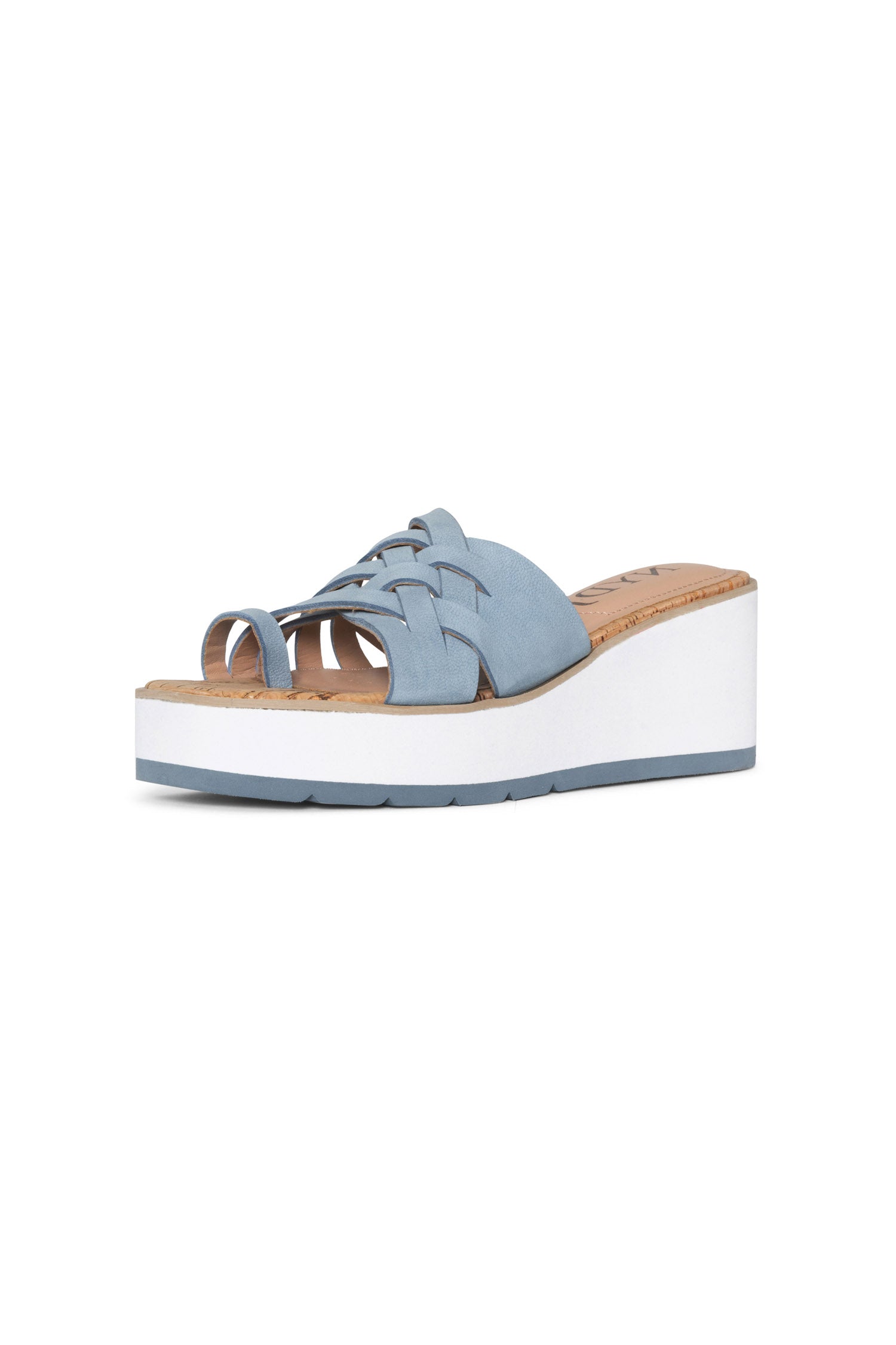 NYDJ Reesie Wedge Sandals In Tumbled Leather - Blue Sky