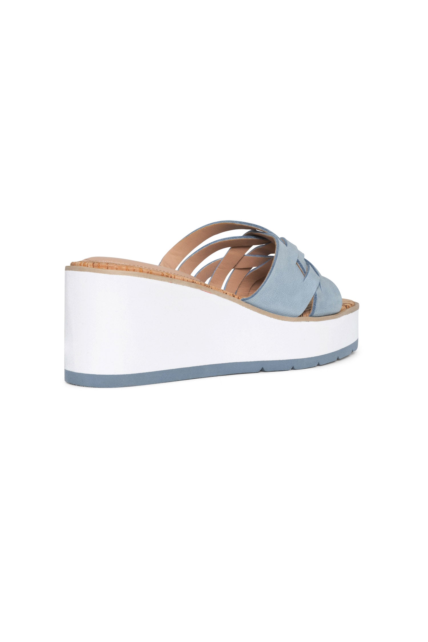 NYDJ Reesie Wedge Sandals In Tumbled Leather - Blue Sky