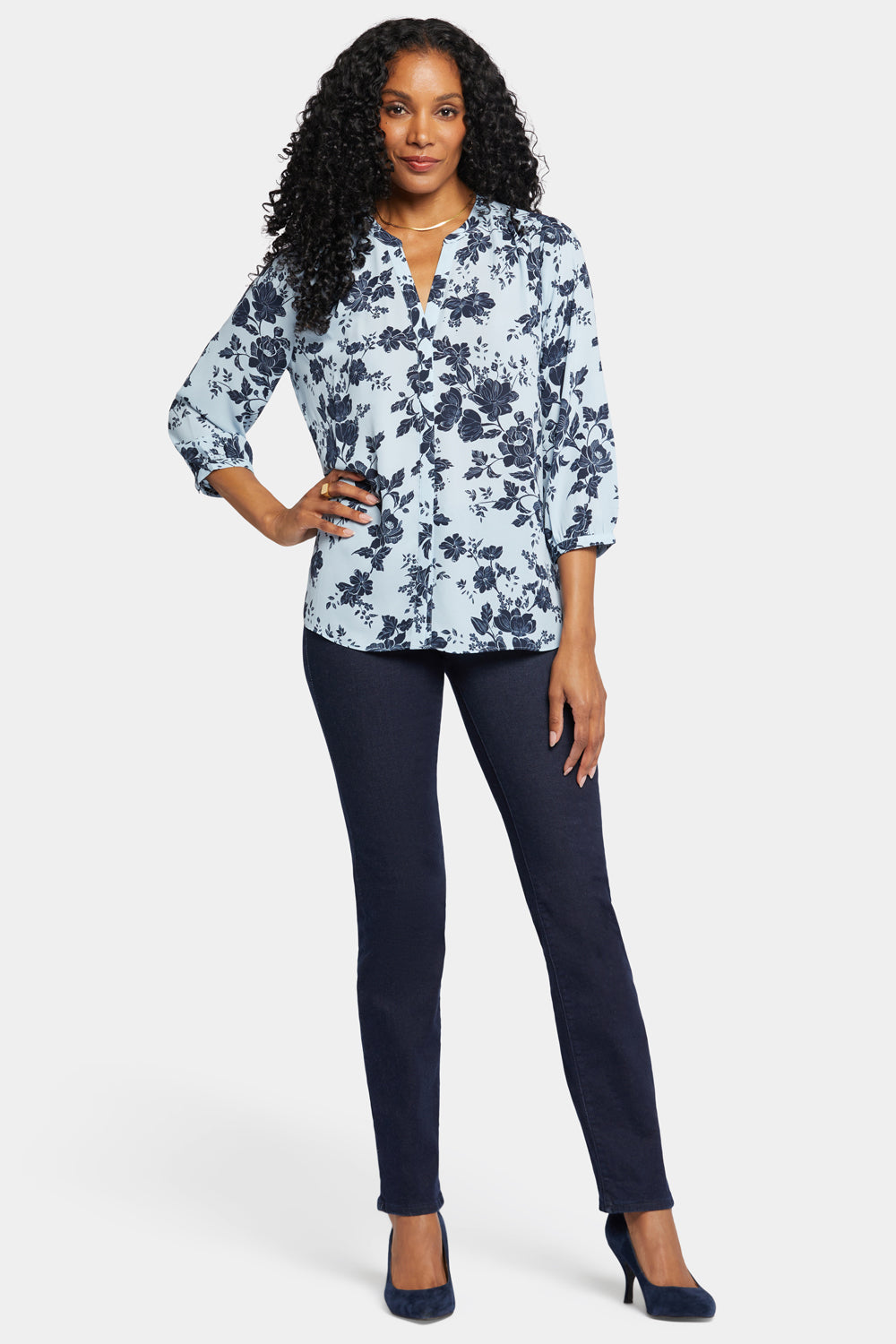 NYDJ Pintuck Blouse  - Rosemary Petals