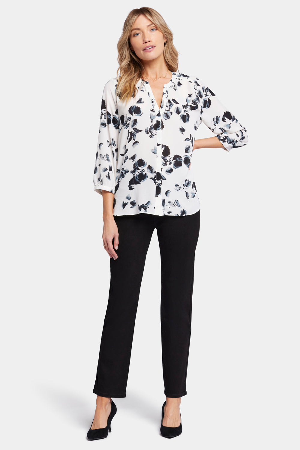 NYDJ Pintuck Blouse  - Lotus Leaf