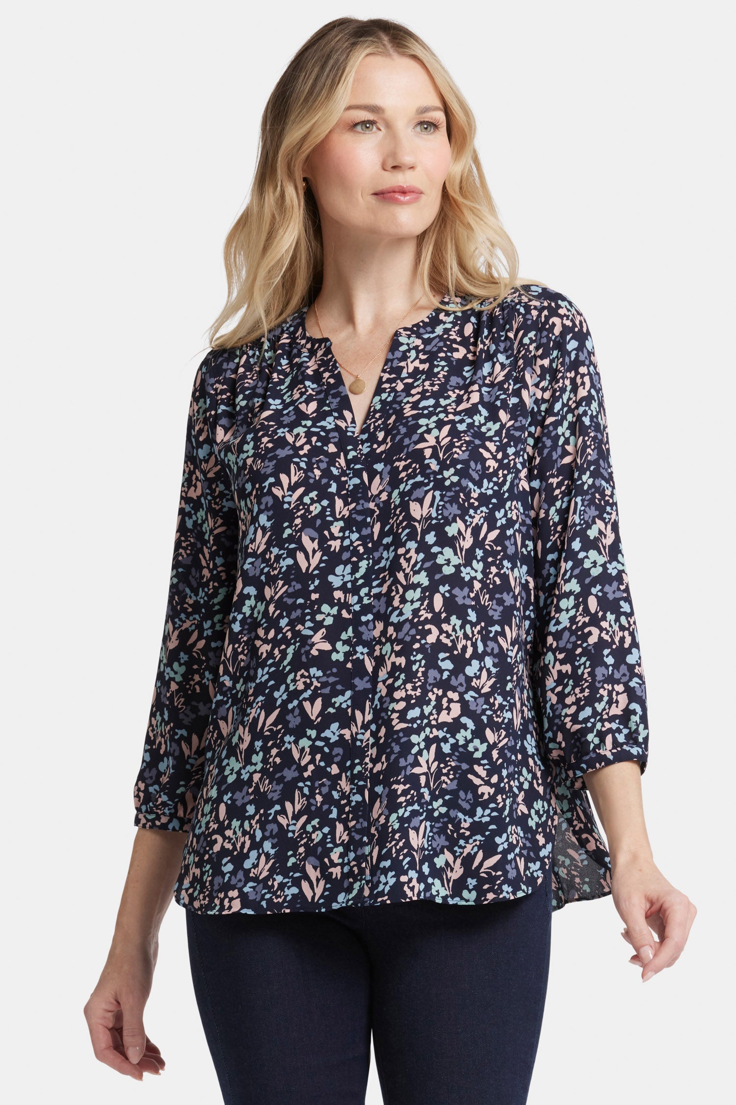 NYDJ Pintuck Blouse  - Bluebonnet Trail