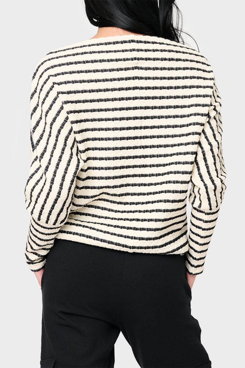 NYDJ Slouchy Open Neck Striped Knit Top by Gibsonlook  - Slouchy Open Neck Striped Knit Top by Gibsonlook