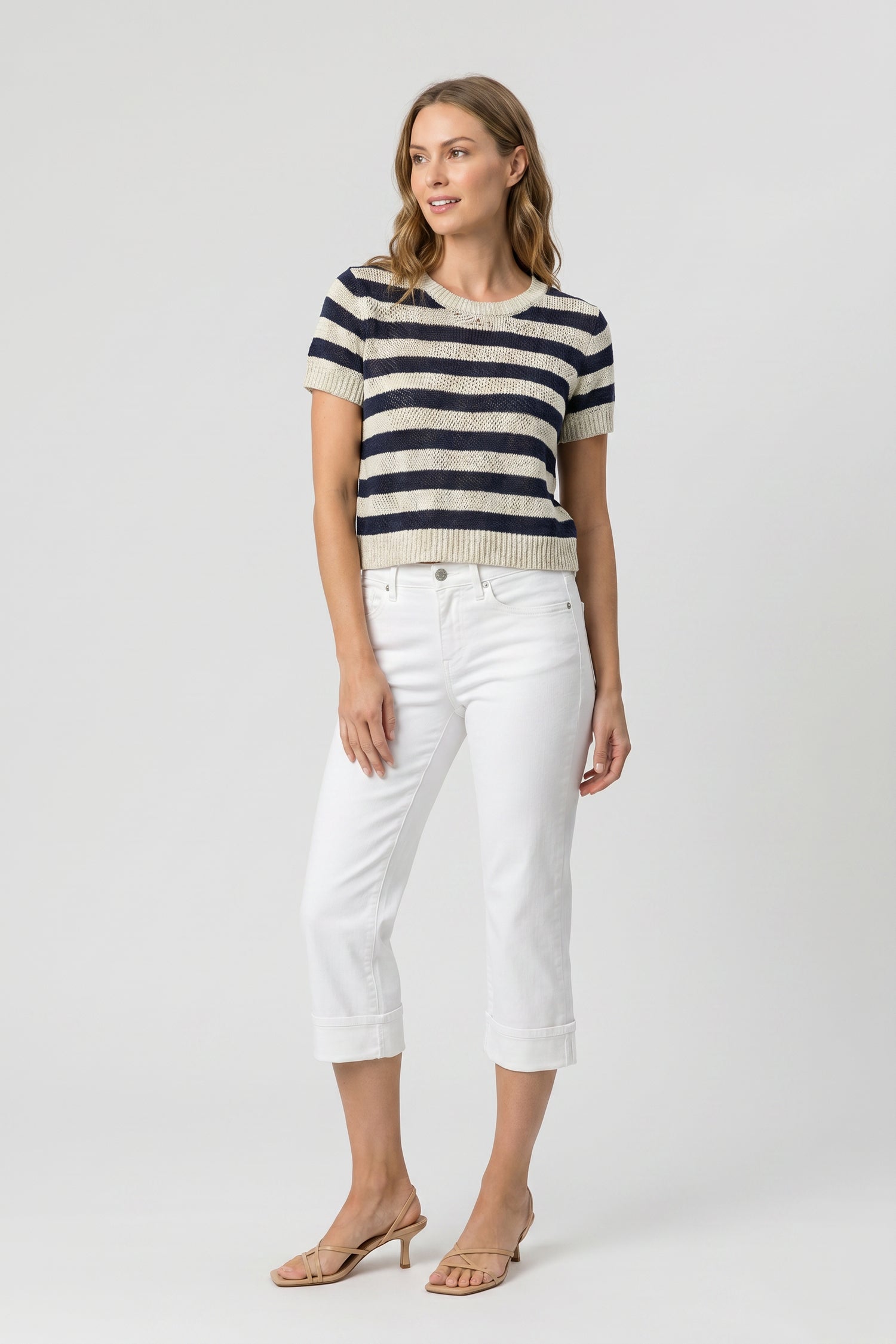 NYDJ Marilyn Straight Crop Jeans With Cuffs - Optic White