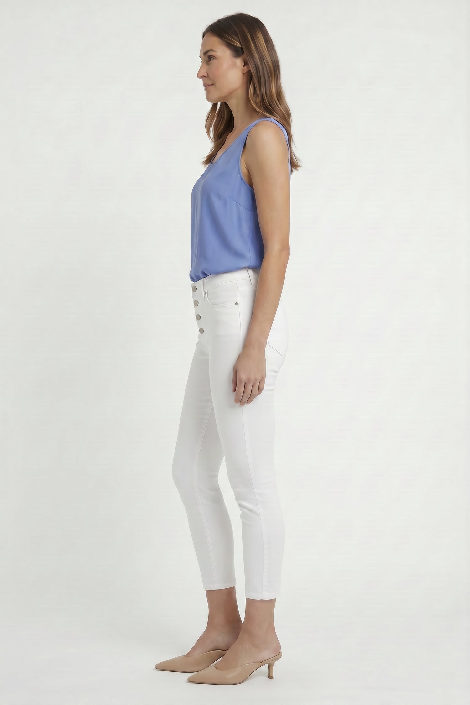 NYDJ Ami Skinny Ankle Jeans With Exposed Button Fly - Optic White