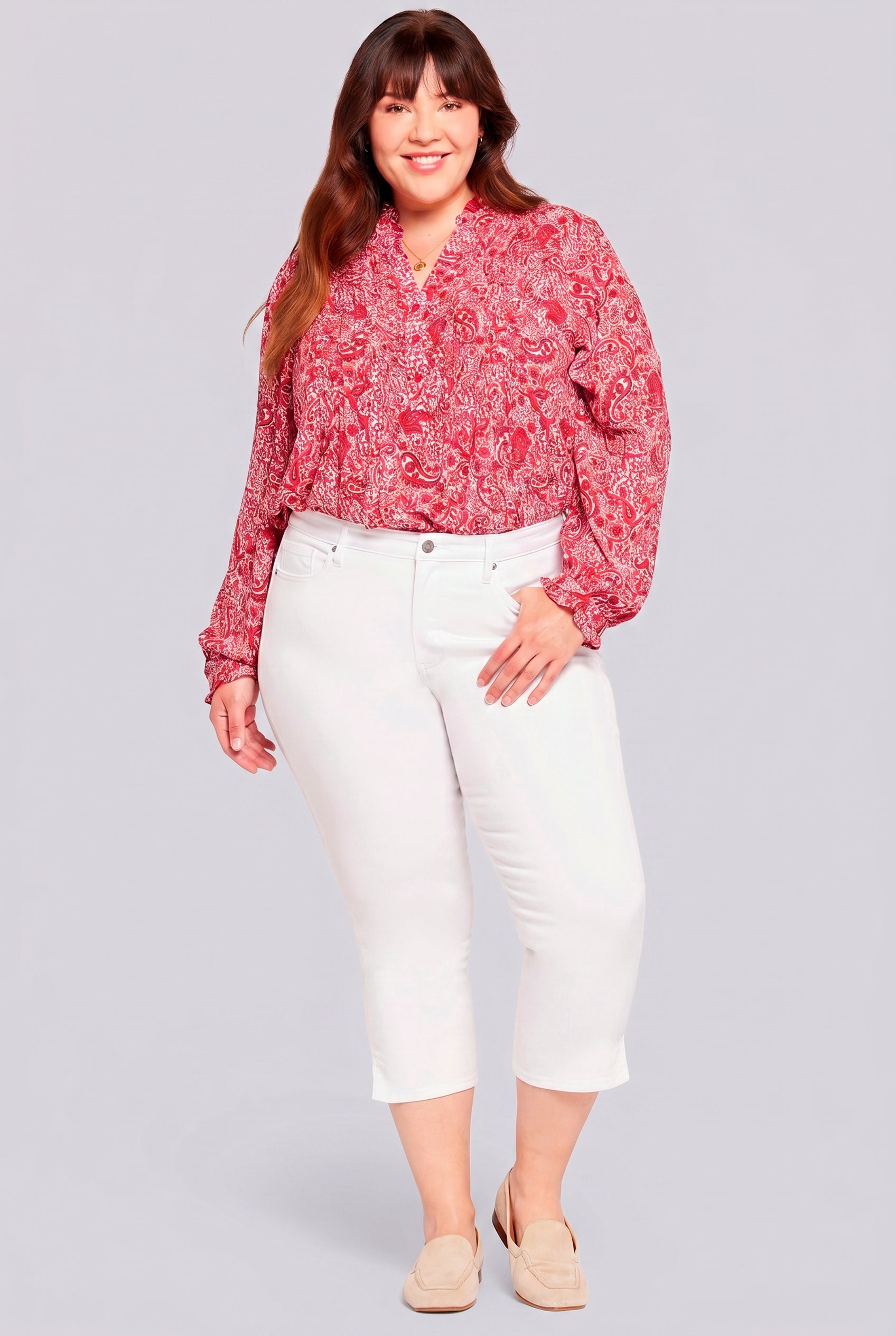 NYDJ Chloe Capri Jeans In Plus Size With Side Slits - Optic White