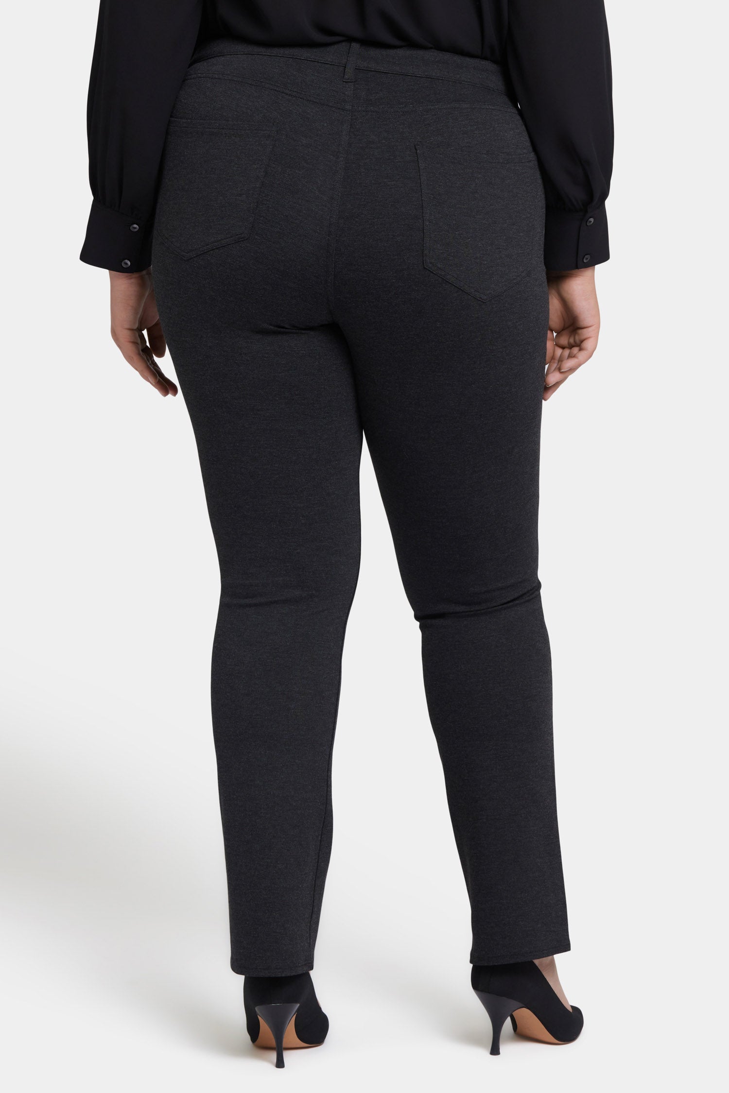 NYDJ Marilyn Straight Pants In Plus Size In Ponte Knit - Charcoal Heathered