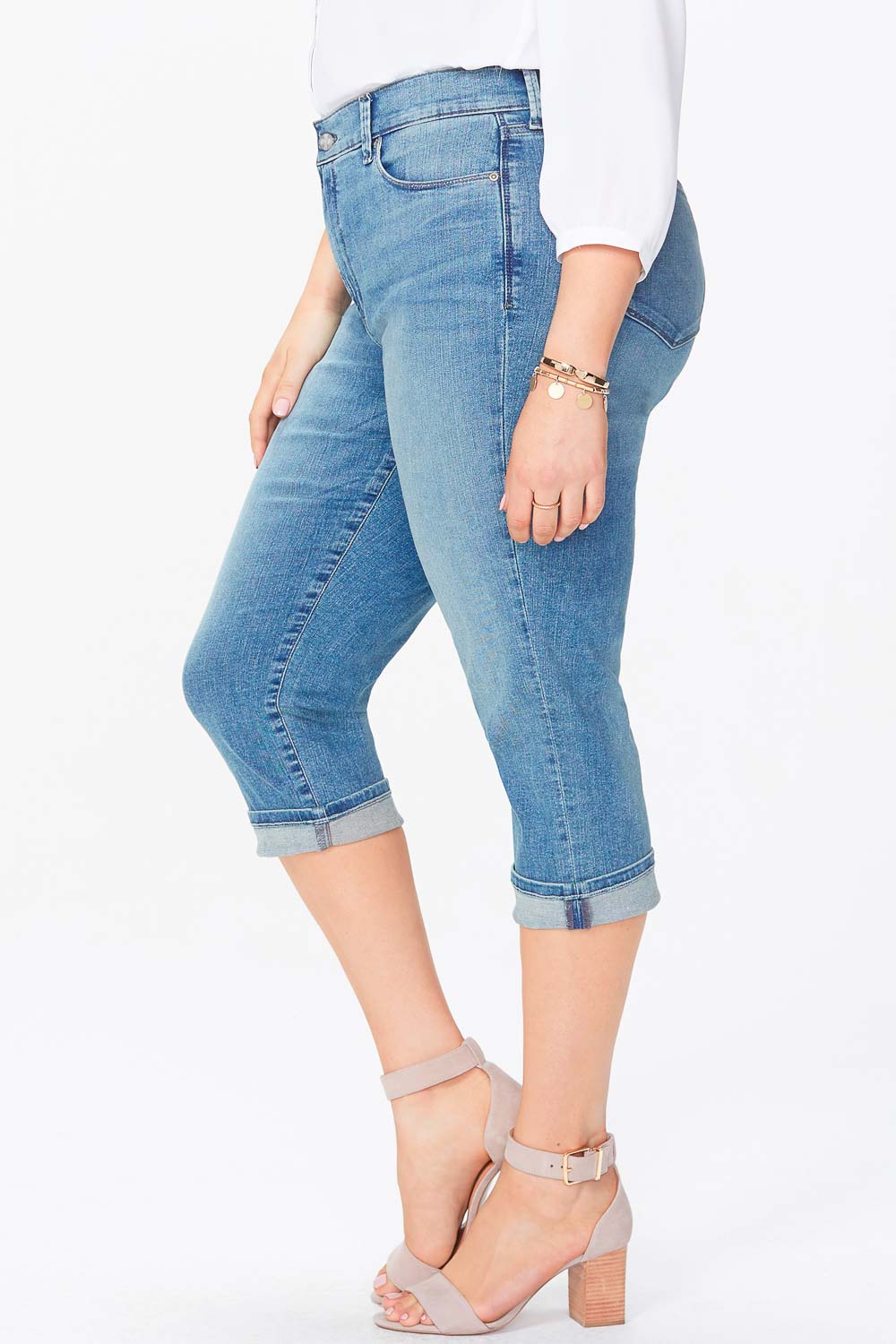 NYDJ Marilyn Straight Crop Jeans In Plus Size With Cuff - Pacific