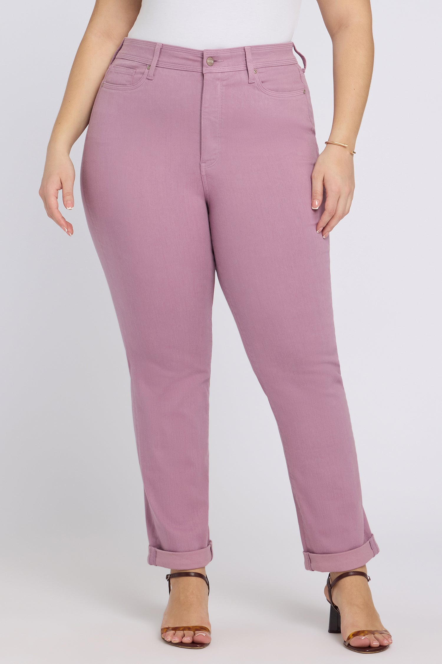 NYDJ Marilyn Straight Jeans In Plus Size In Sure Stretch® Denim With High Rise And Triple Stitching - Dusky Daisy