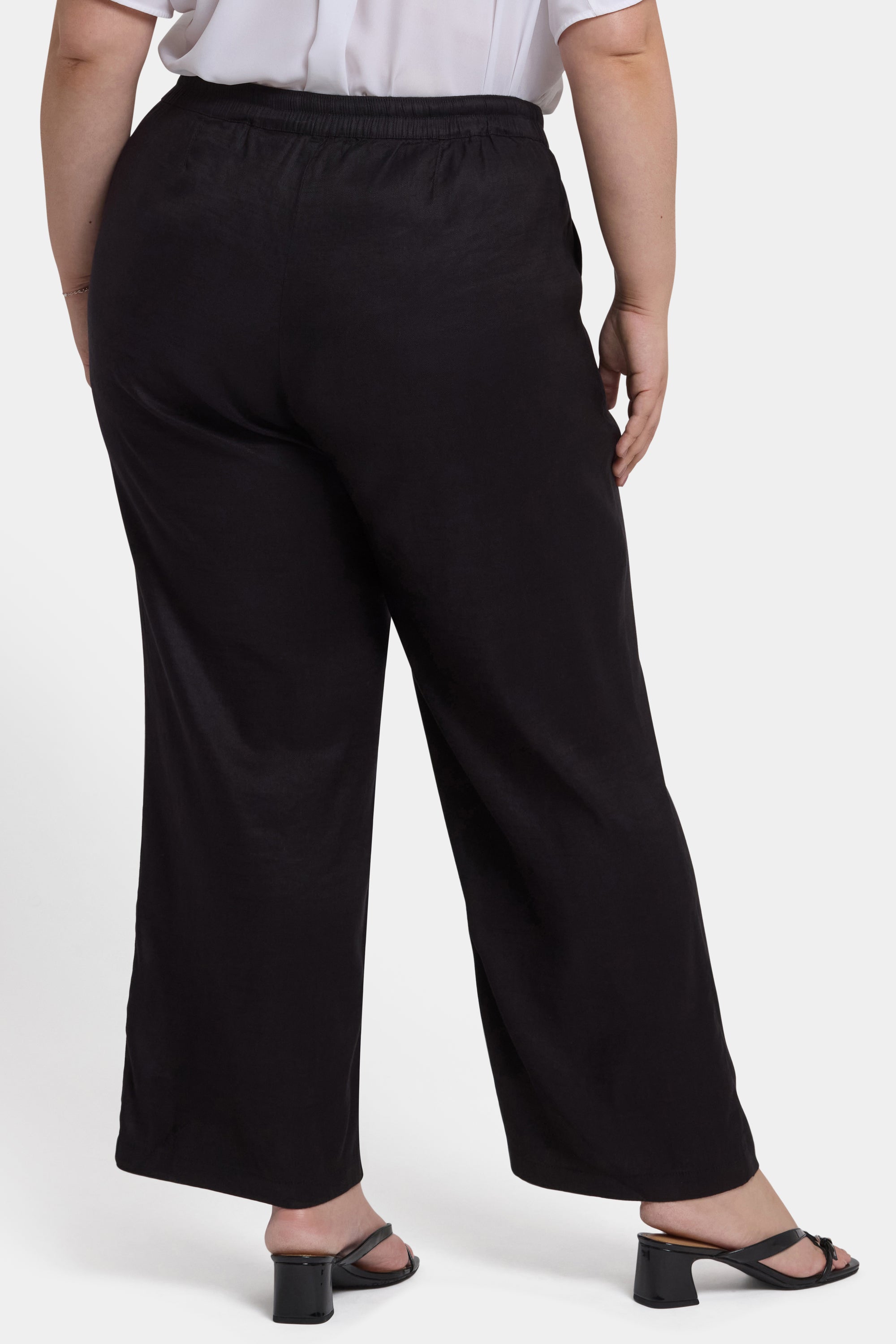 NYDJ Relaxed Drawstring Pull-On Pants In Plus Size In Stretch Linen - Black
