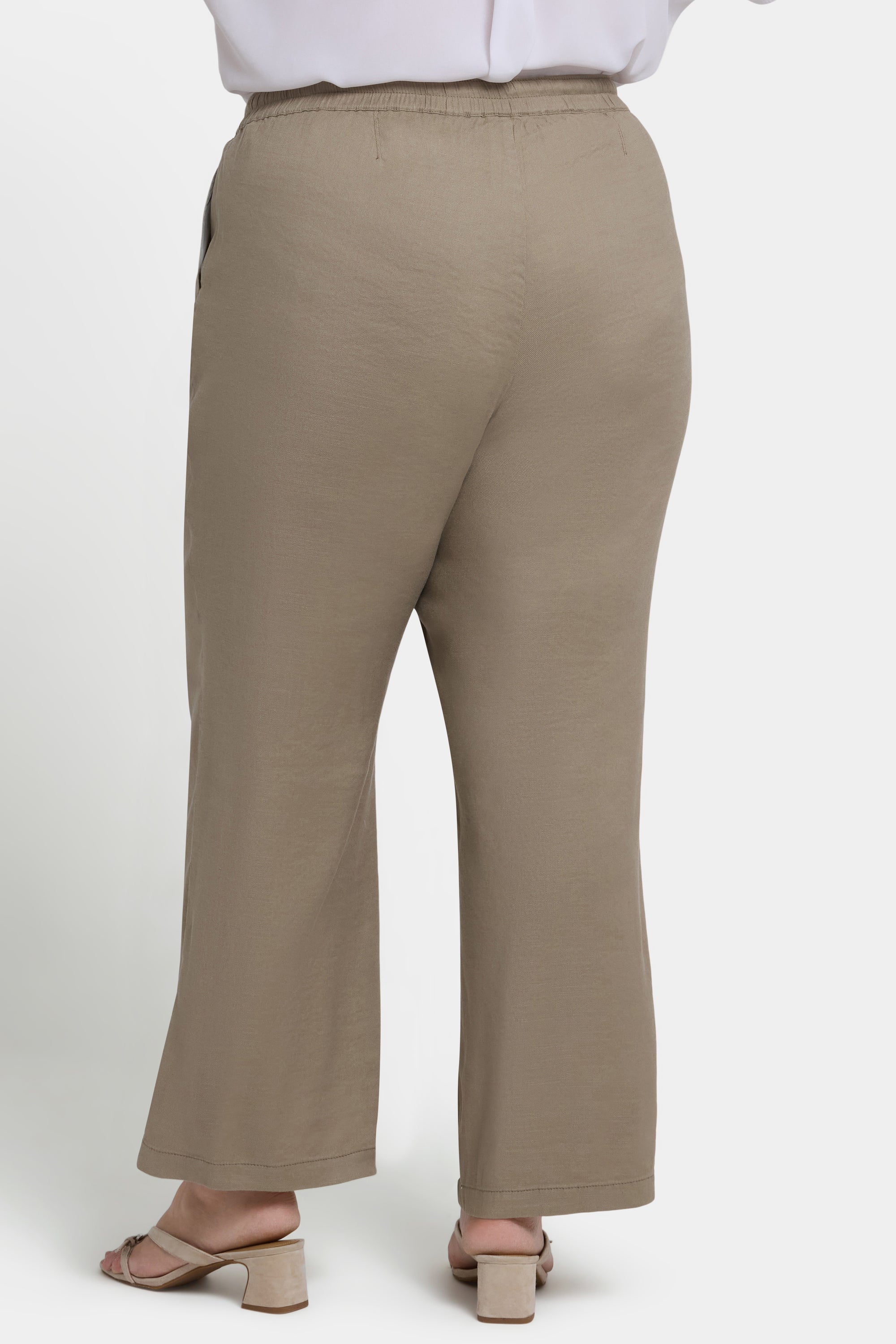 NYDJ Relaxed Drawstring Pull-On Pants In Plus Size In Stretch Linen - Saddlewood