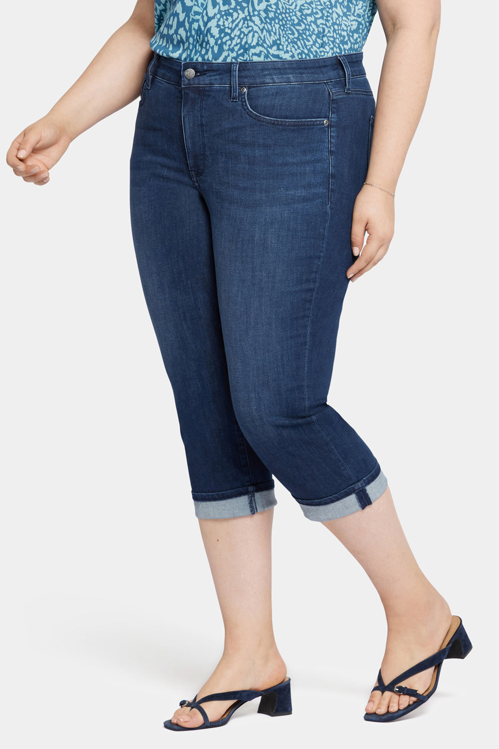 NYDJ Marilyn Straight Crop Jeans In Plus Size In Cool Embrace® Denim With Cuffs - Inspire