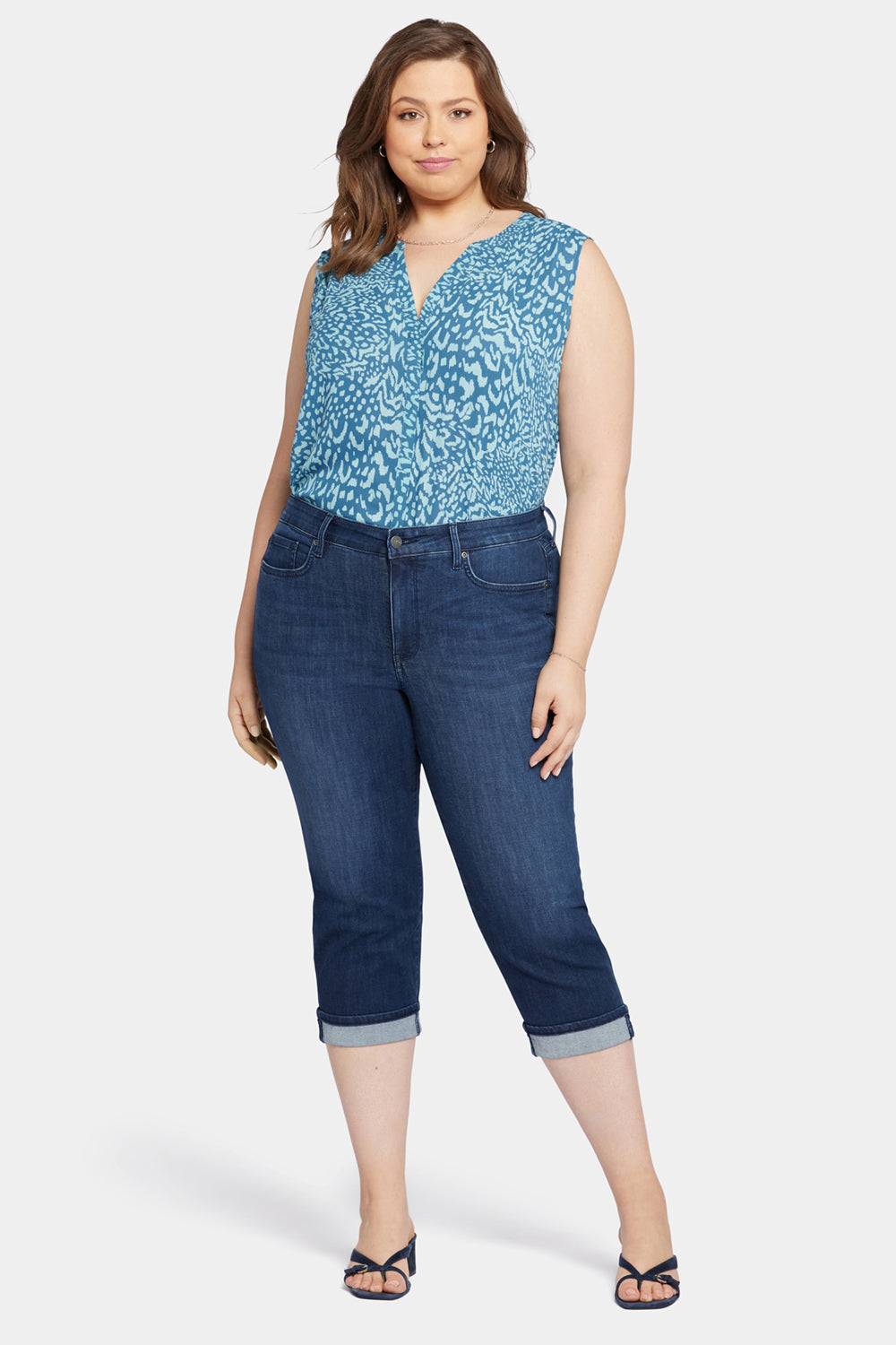 NYDJ Marilyn Straight Crop Jeans In Plus Size In Cool Embrace® Denim With Cuffs - Inspire