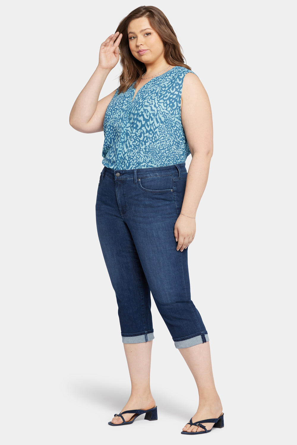 NYDJ Marilyn Straight Crop Jeans In Plus Size In Cool Embrace® Denim With Cuffs - Inspire