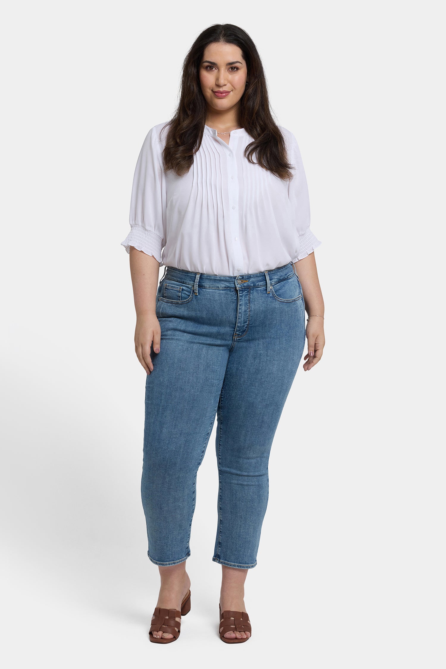 NYDJ Marilyn Straight Ankle Jeans In Plus Size In Cool Embrace® Denim - Minorca Isle