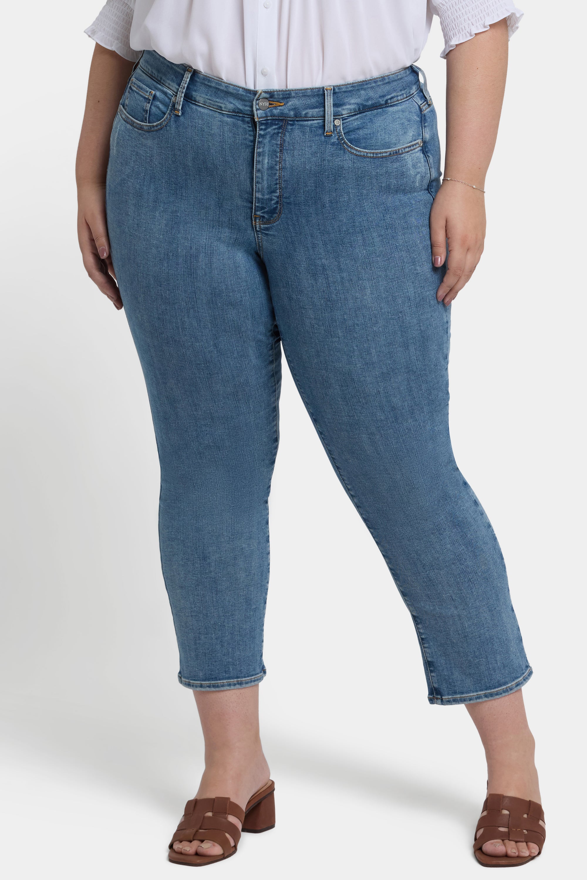 NYDJ Marilyn Straight Ankle Jeans In Plus Size In Cool Embrace® Denim - Minorca Isle