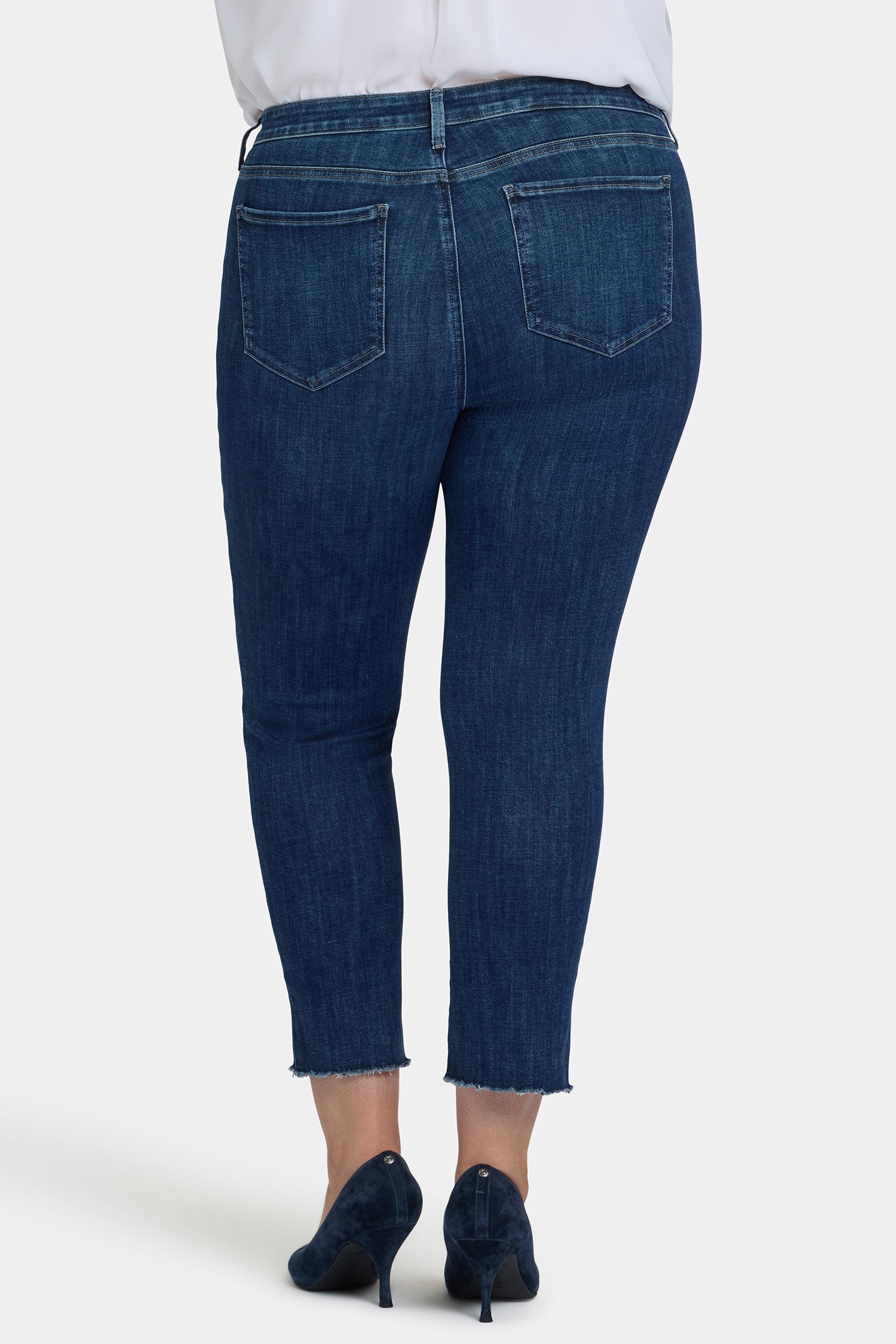 NYDJ Sheri Slim Ankle Jeans In Plus Size With Frayed Hems - Louvre Sapphire