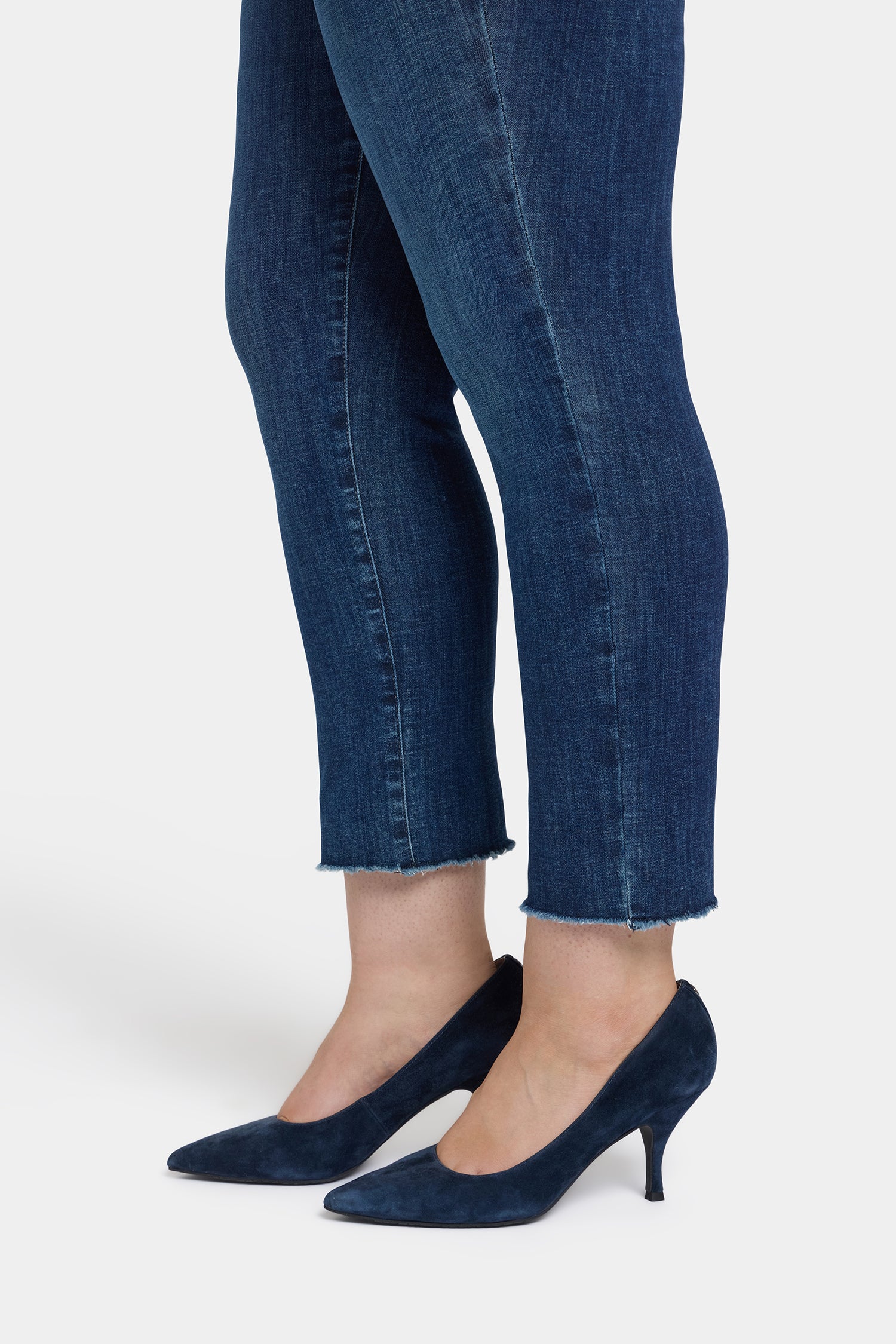 NYDJ Sheri Slim Ankle Jeans In Plus Size With Frayed Hems - Louvre Sapphire