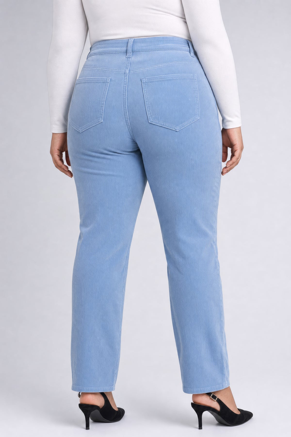 NYDJ Marilyn Straight Pants In Plus Size In Fine Wale Stretch Corduroy - Blue Breeze