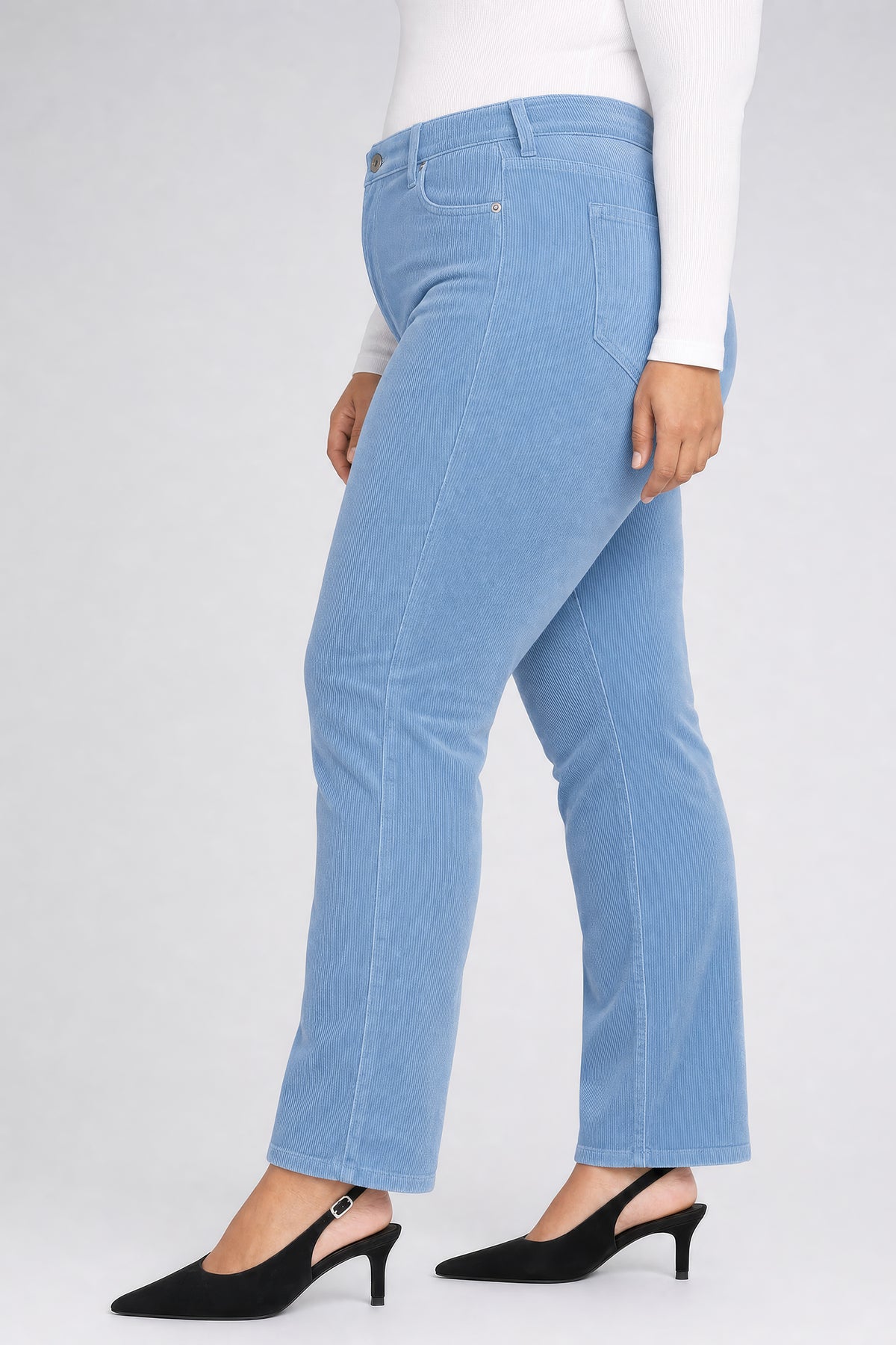 NYDJ Marilyn Straight Pants In Plus Size In Fine Wale Stretch Corduroy - Blue Breeze