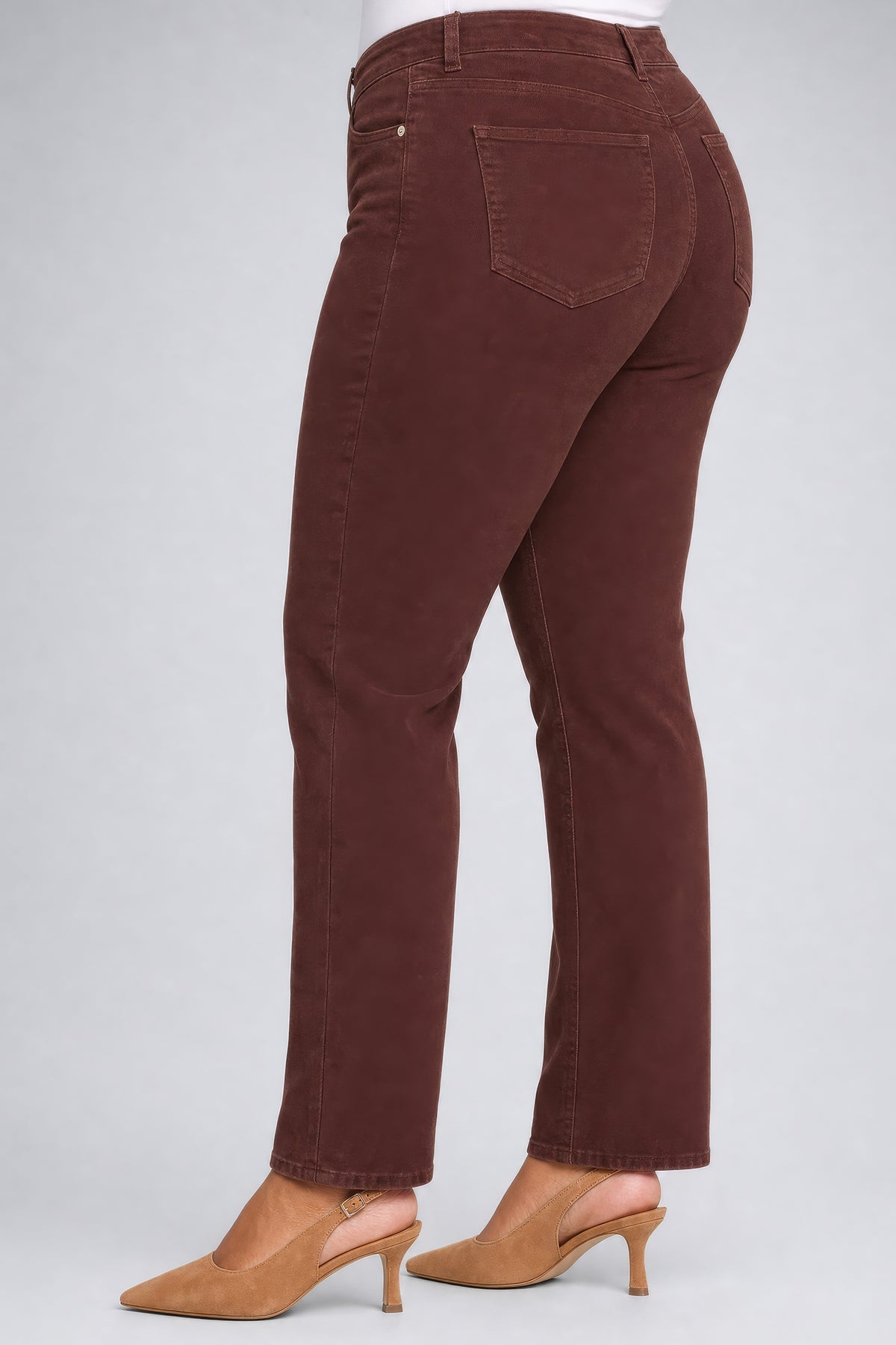 NYDJ Marilyn Straight Pants In Plus Size In Fine Wale Stretch Corduroy - Chocolate Fondant