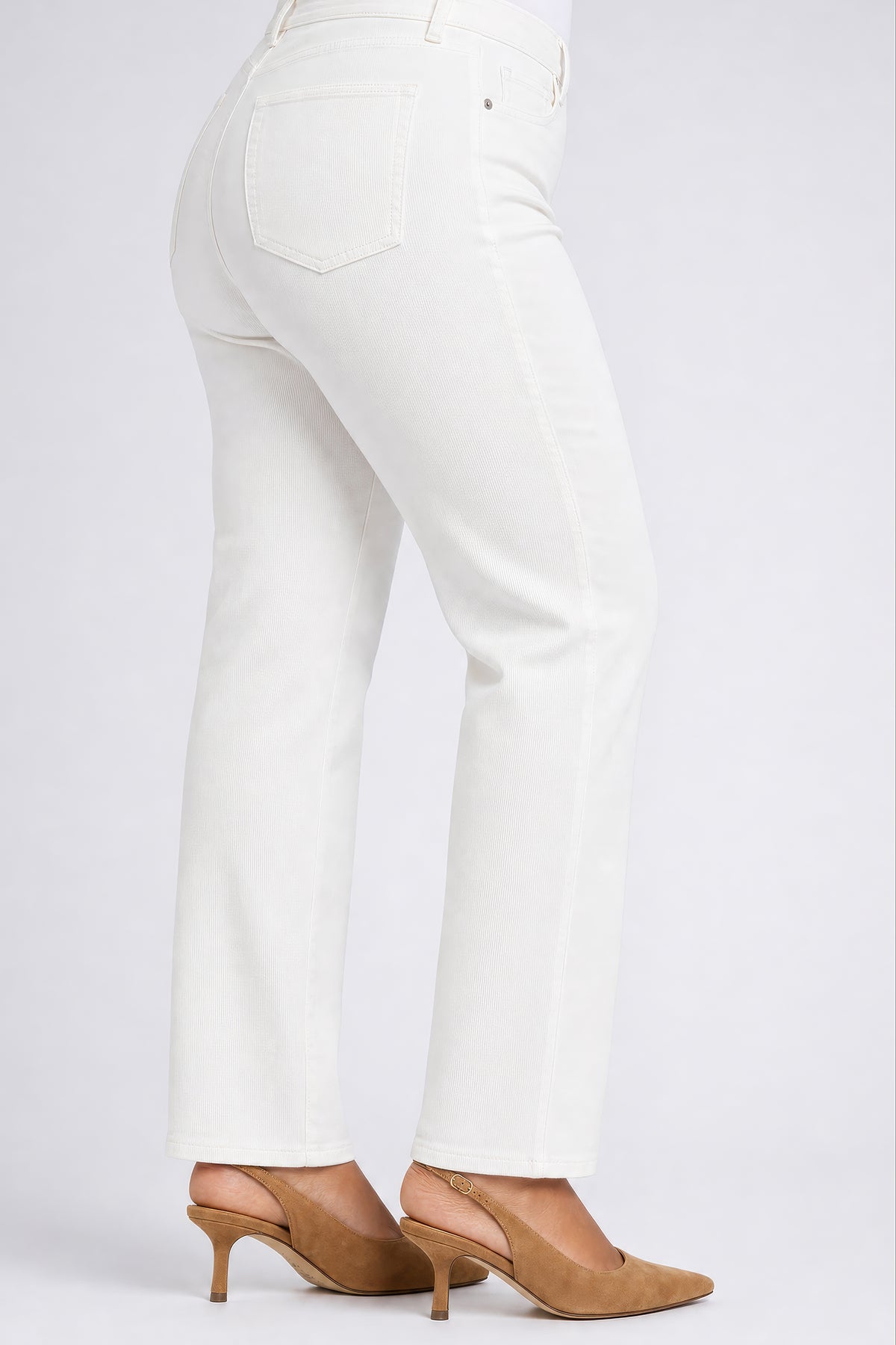 NYDJ Marilyn Straight Pants In Plus Size In Fine Wale Stretch Corduroy - Vintage White