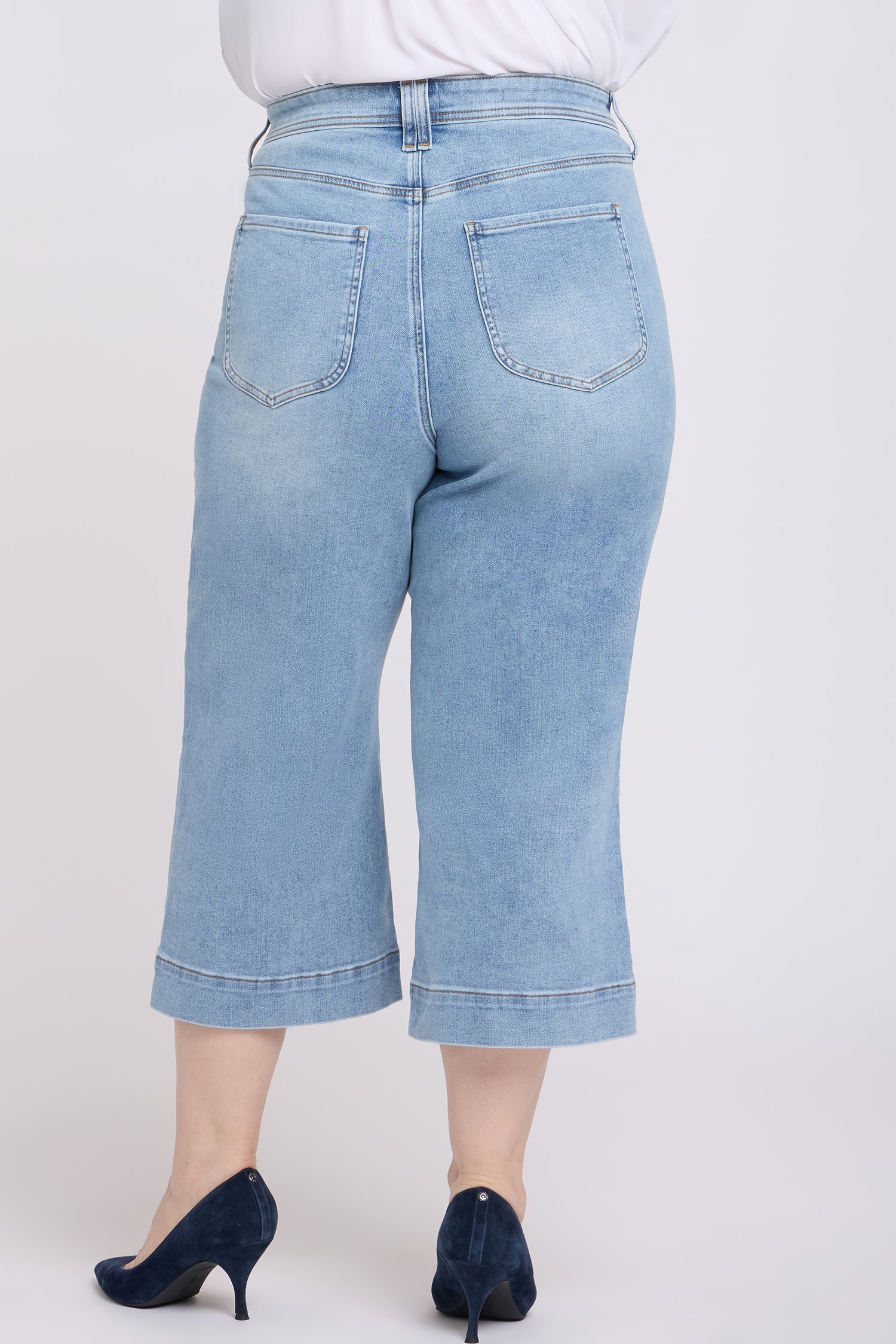 NYDJ Brigitte Wide Leg Capri Jeans In Plus Size With High Rise And Front Patch Pockets - Mist Springs