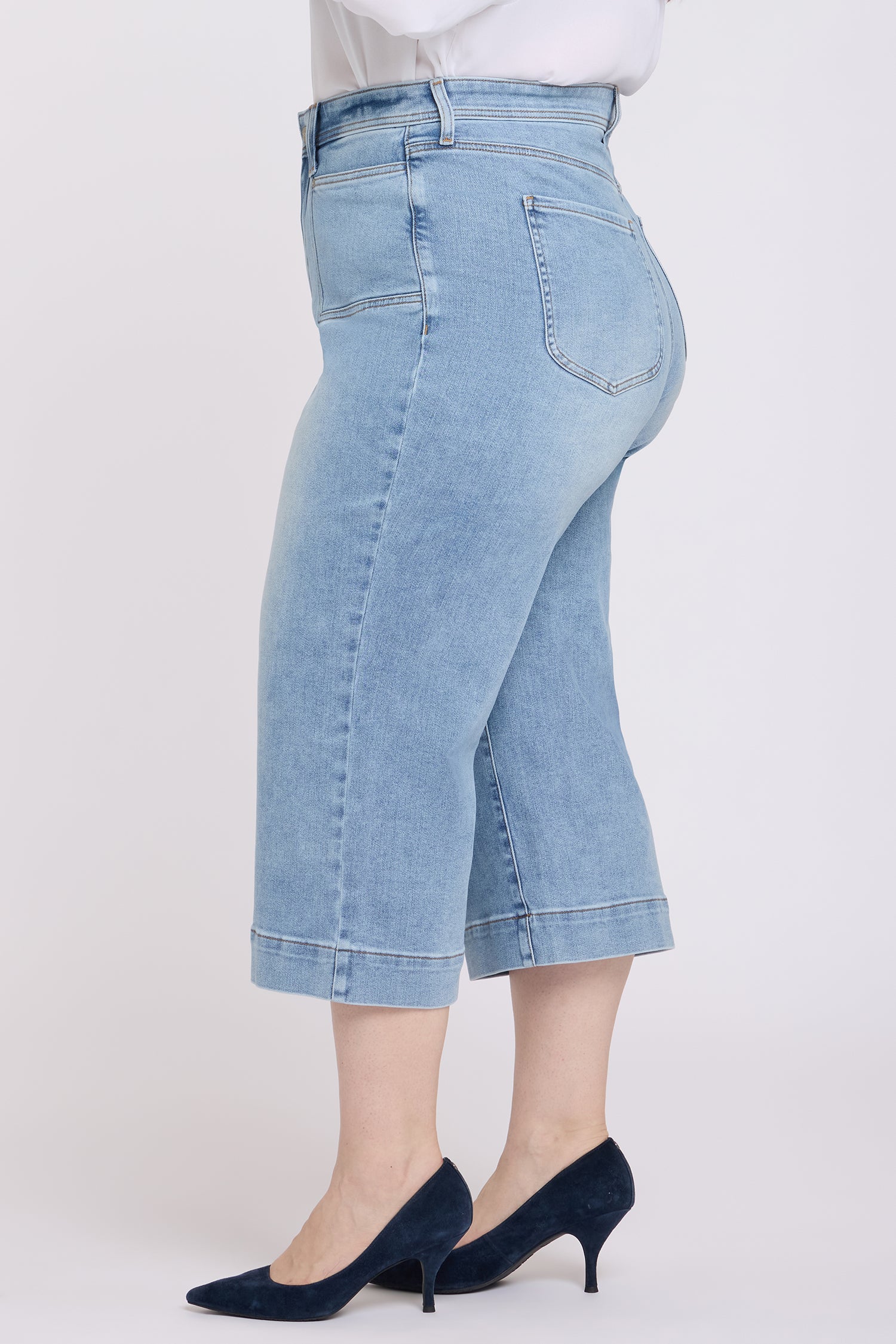 NYDJ Brigitte Wide Leg Capri Jeans In Plus Size With High Rise And Front Patch Pockets - Mist Springs