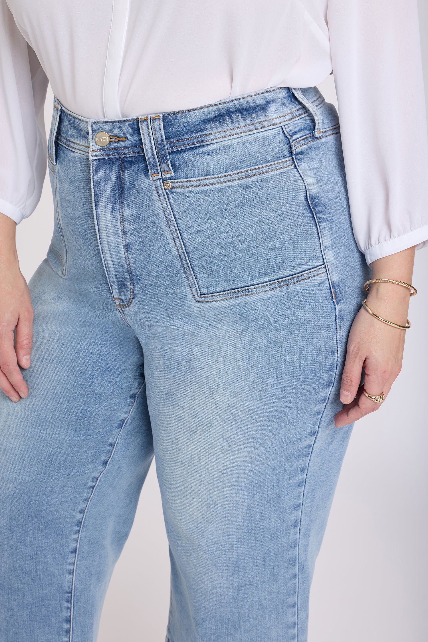 NYDJ Brigitte Wide Leg Capri Jeans In Plus Size With High Rise And Front Patch Pockets - Mist Springs