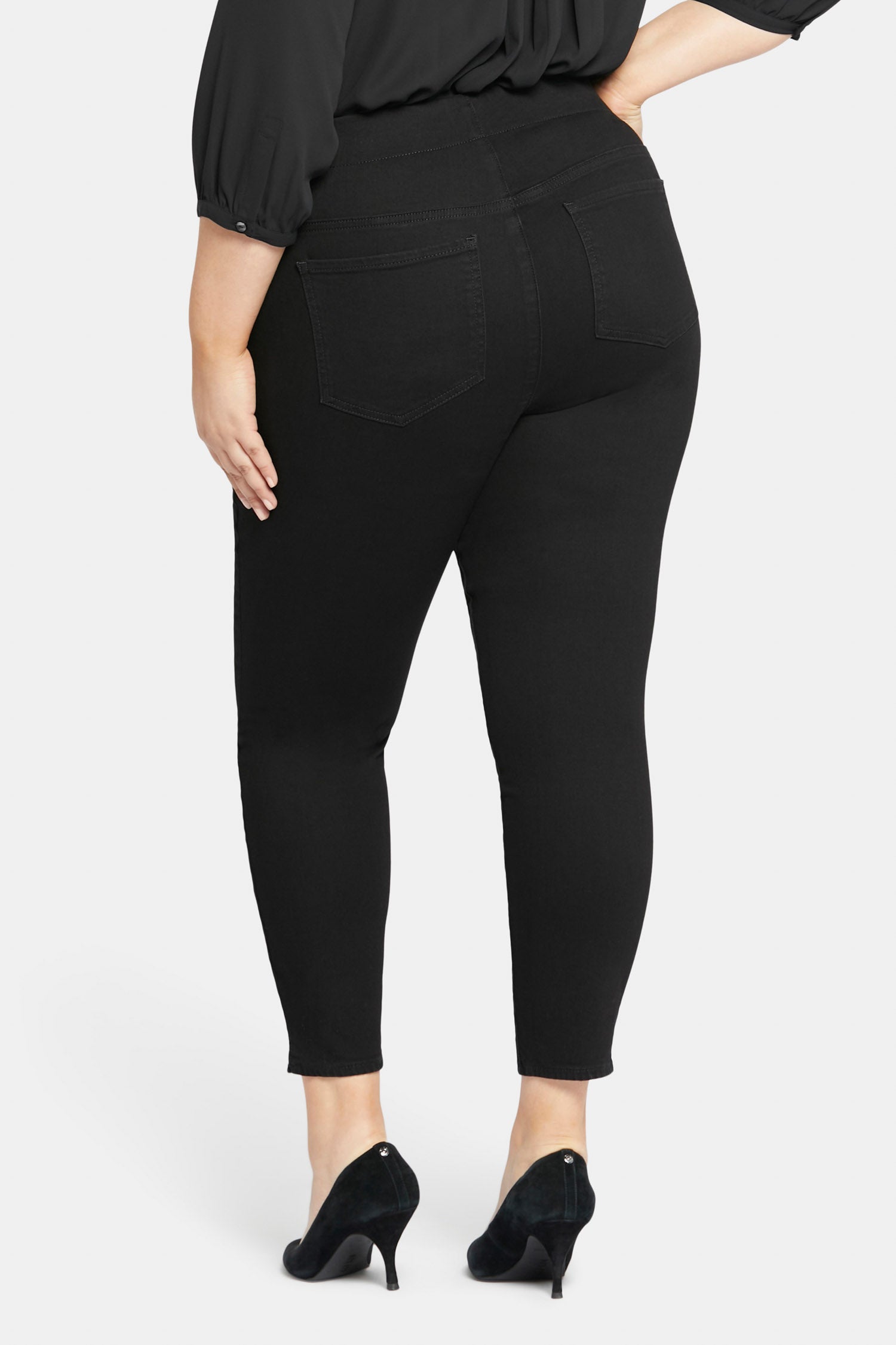 NYDJ Skinny Ankle Pull-on Jeans In Plus Size With Sideseam Slit - Black